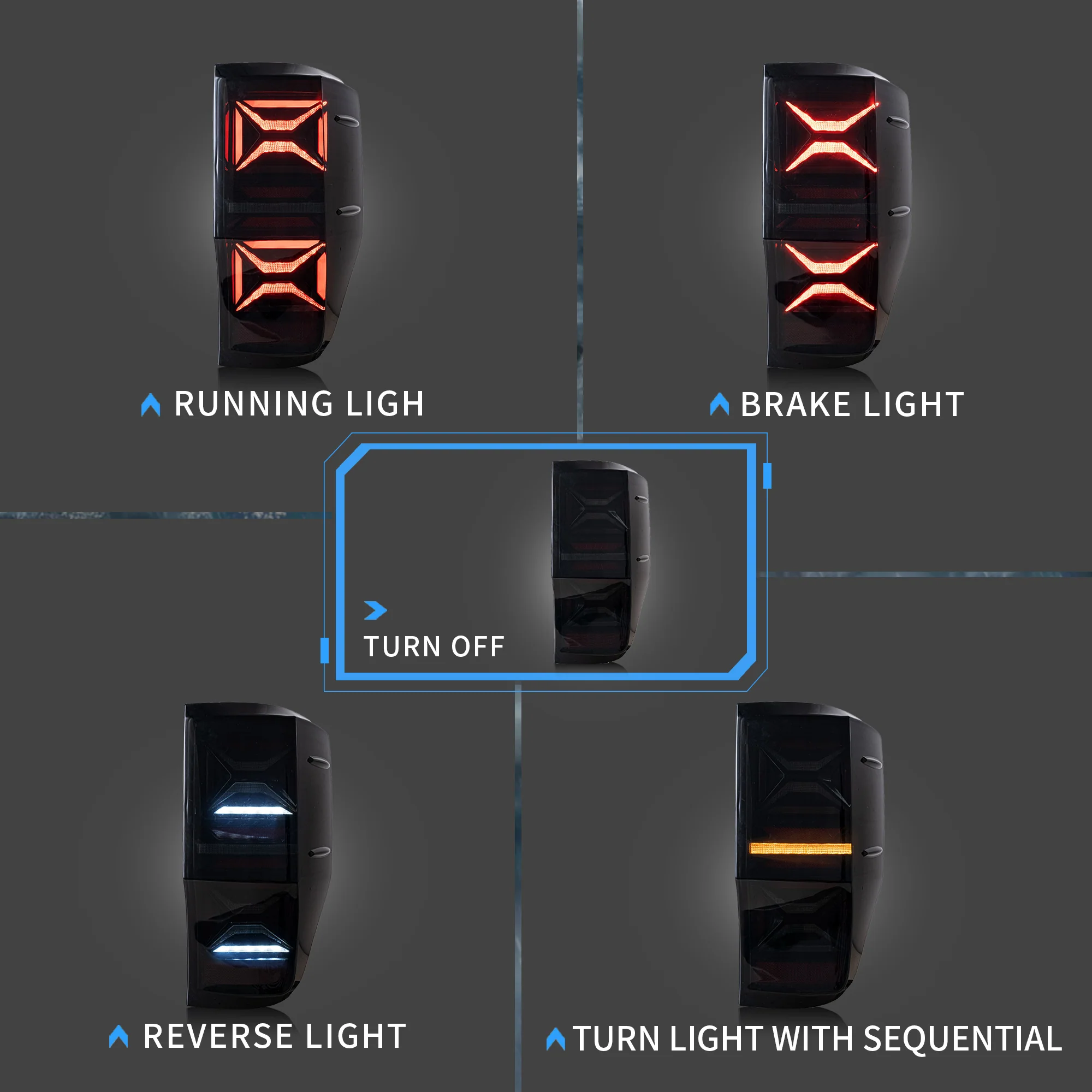 VLAND LED Tail Lights For Ford Ranger T6 T7 T8 2012-2022 With Sequential Indicators Turn Signals [Ranger Raptor/Wildtrak] (Not Fit For US Models) - Image 4
