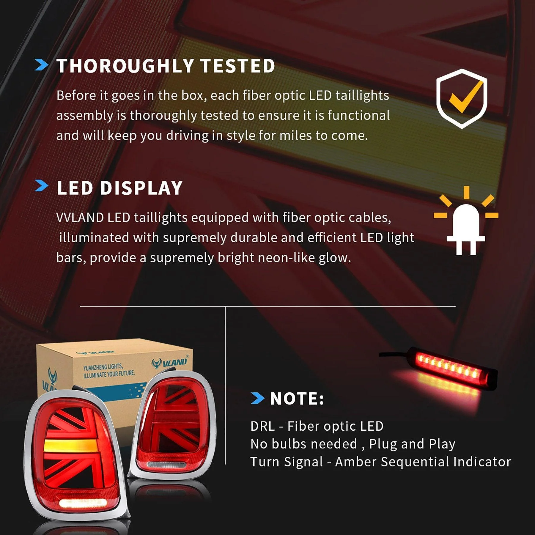 VLAND LED Tail lights For BMW Mini Hatch (Mini Cooper) F55 F56 F57 2014-2020 with Running Brake Reverse And Turning Light[E-MARK] - Image 13