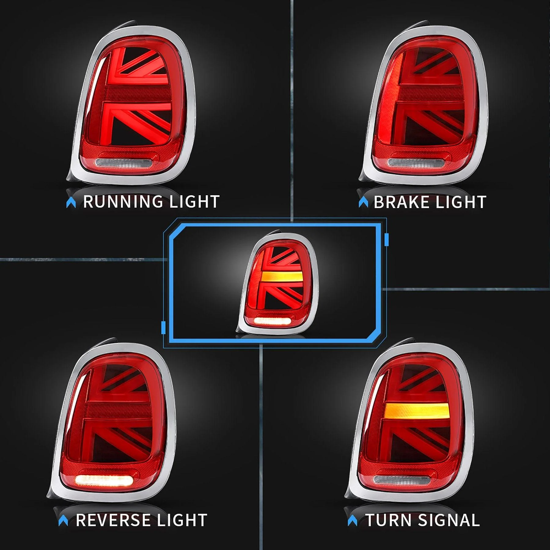 VLAND LED Tail lights For BMW Mini Hatch (Mini Cooper) F55 F56 F57 2014-2020 with Running Brake Reverse And Turning Light[E-MARK] - Image 5