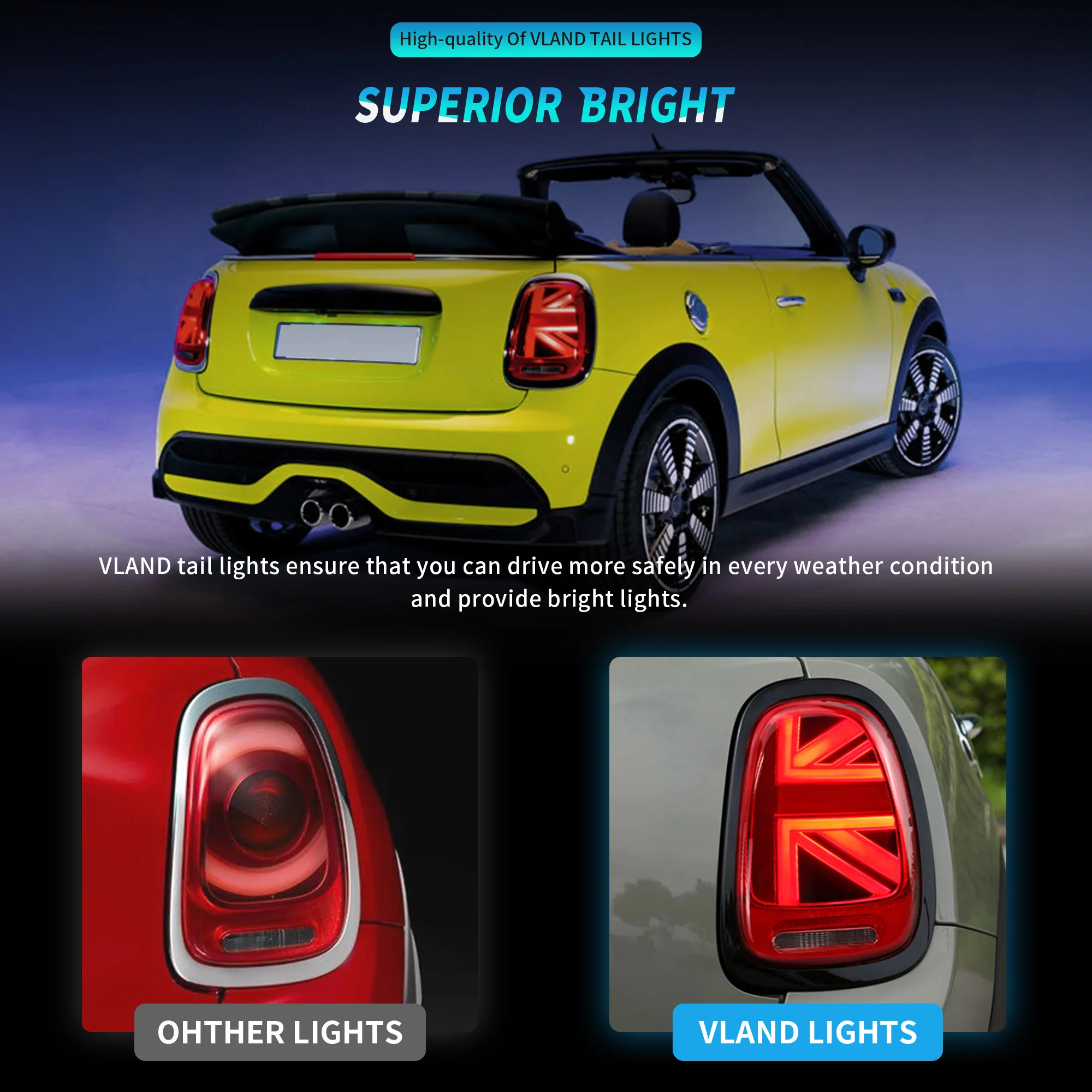 VLAND LED Tail lights For BMW Mini Hatch (Mini Cooper) F55 F56 F57 2014-2020 with Running Brake Reverse And Turning Light[E-MARK] - Image 8