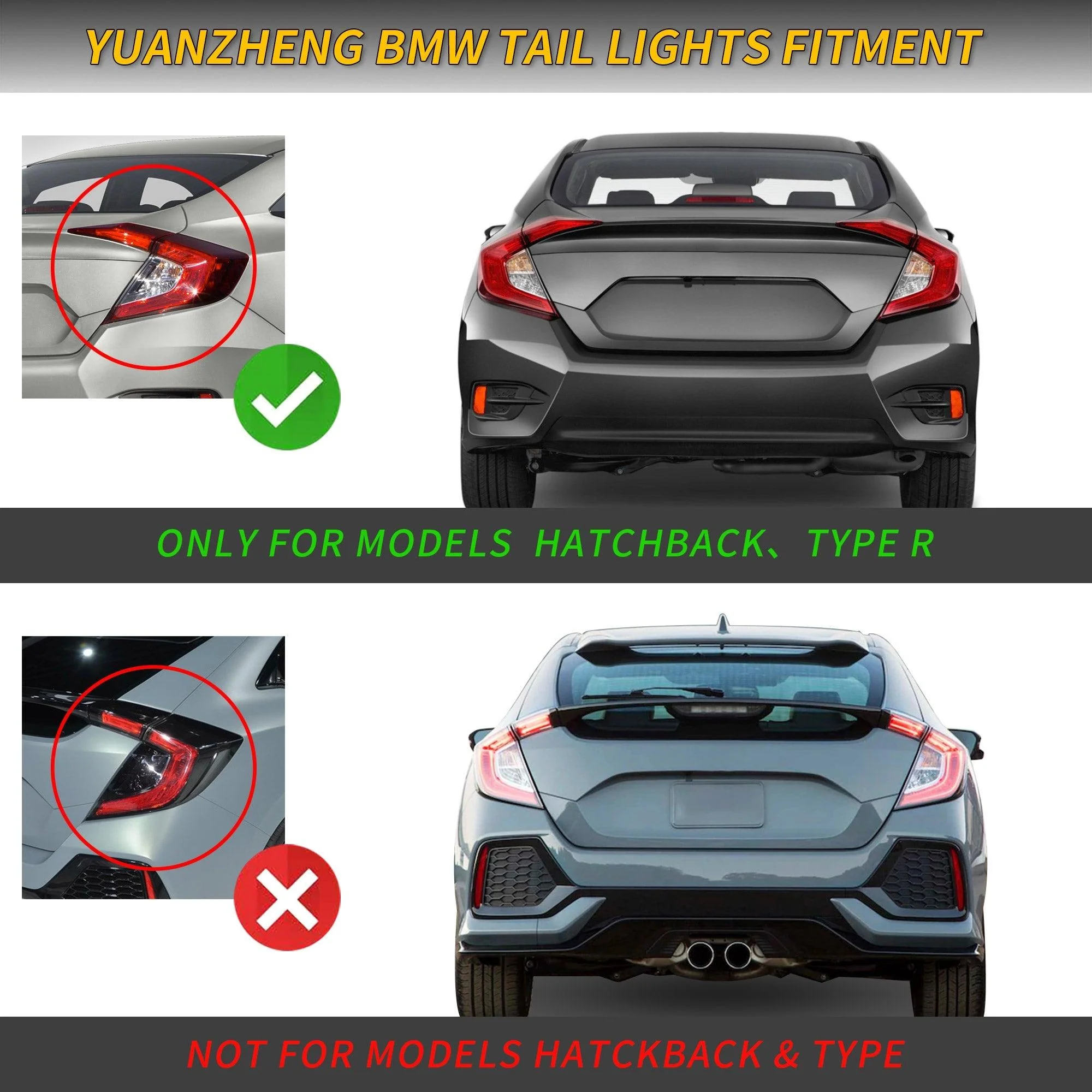 Vland LED Tail Lights For 2016-2021 Honda Civic Sedan 10th Gen [E-MARK.] - Image 17