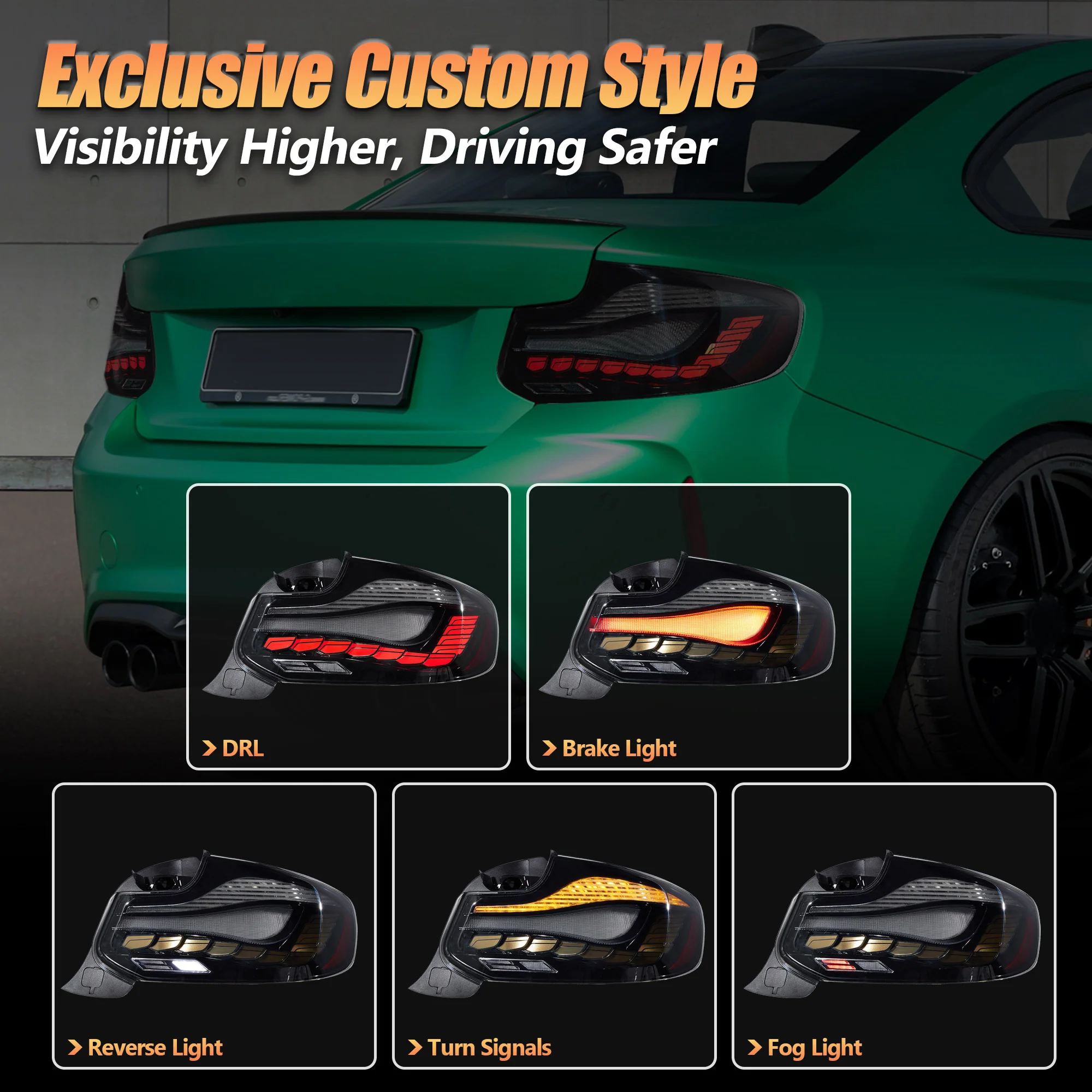 VLAND LED Taillights For BMW M2 F87 F22 F23 2014-2021 with Dynamic Start-up Animation [ DOT. E-MARK. ] - Image 5