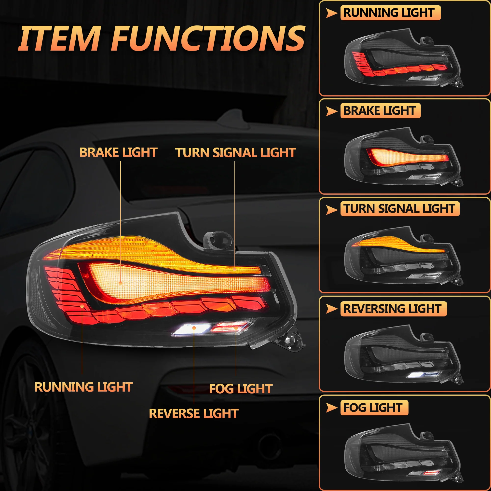 VLAND LED Taillights For BMW M2 F87 F22 F23 2014-2021 with Dynamic Start-up Animation [ DOT. E-MARK. ] - Image 6