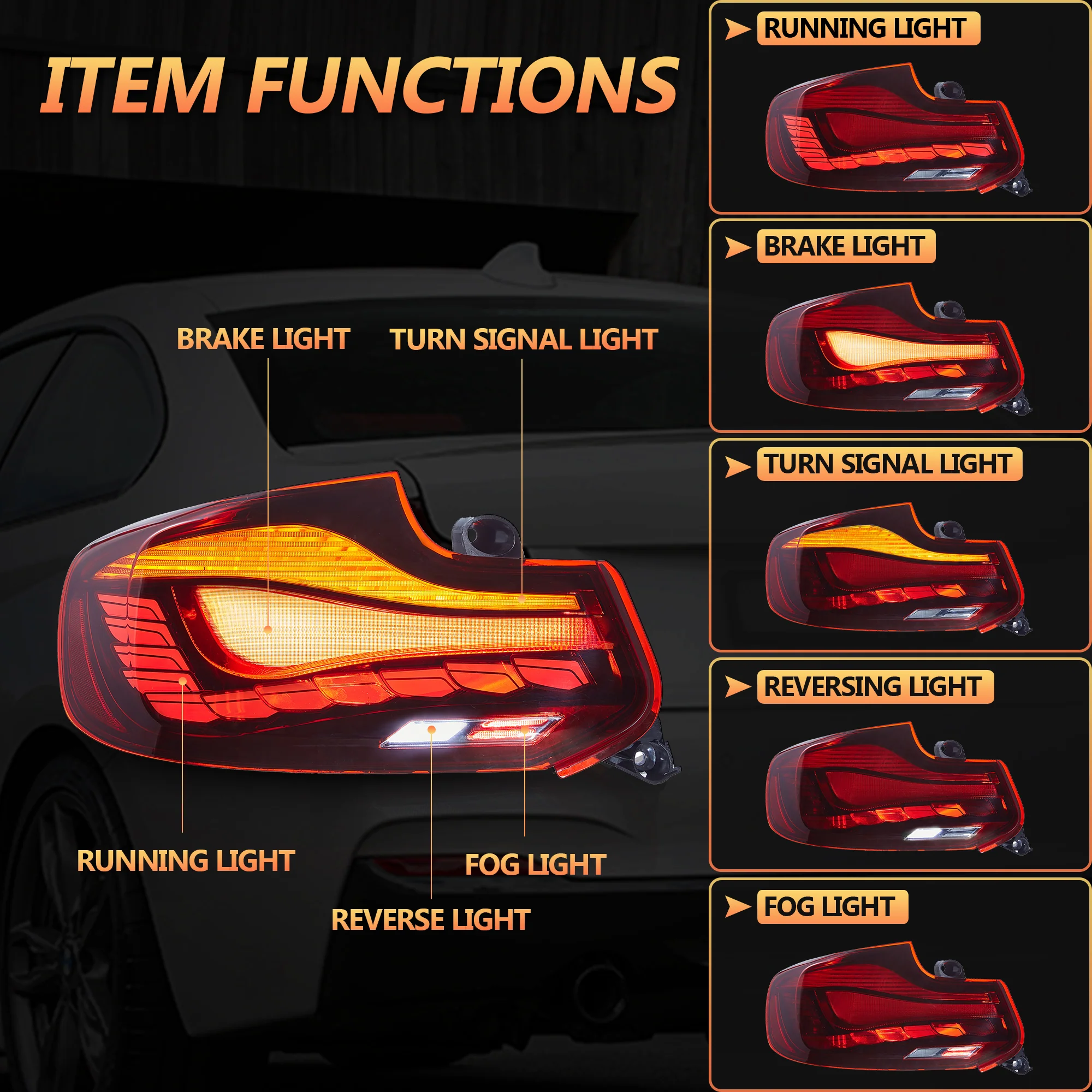 VLAND LED Taillights For BMW M2 F87 F22 F23 2014-2021 with Dynamic Start-up Animation [ DOT. E-MARK. ] - Image 7