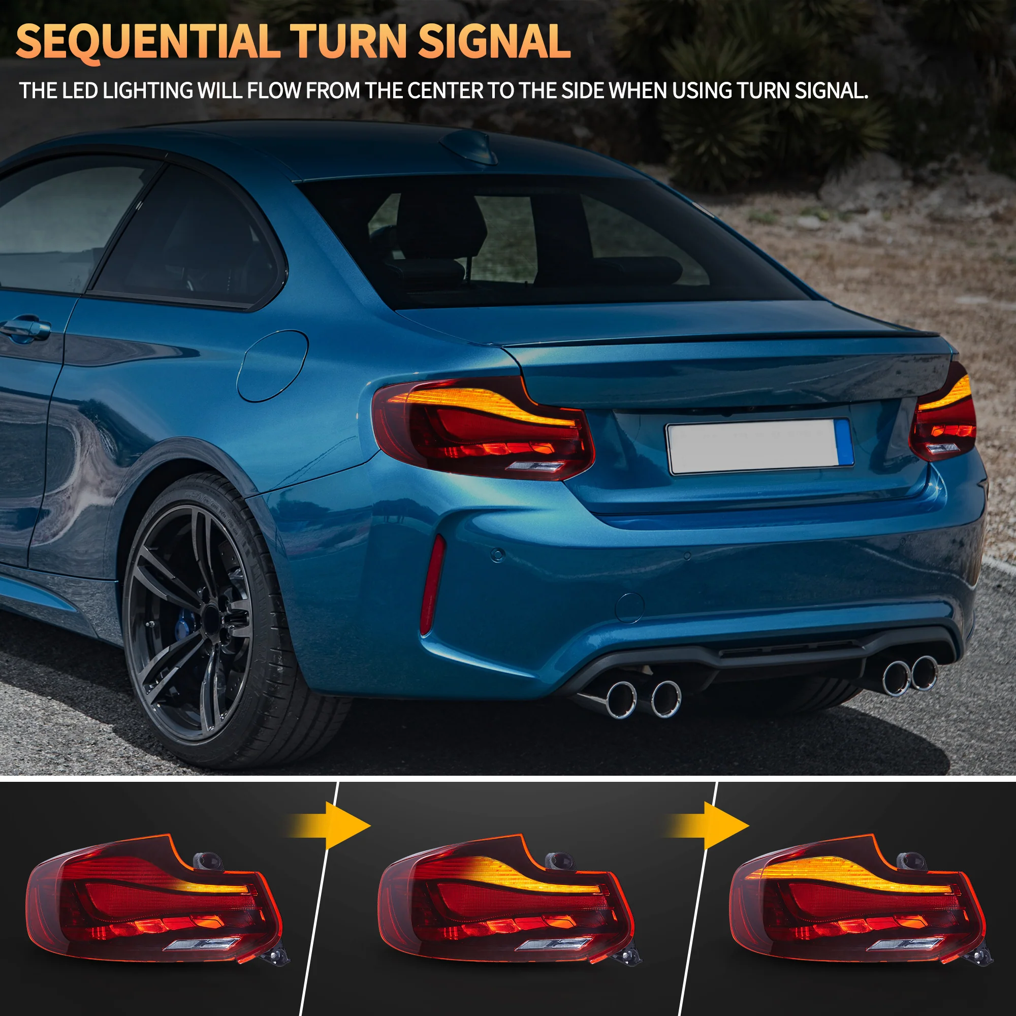 VLAND LED Taillights For BMW M2 F87 F22 F23 2014-2021 with Dynamic Start-up Animation [ DOT. E-MARK. ] - Image 8