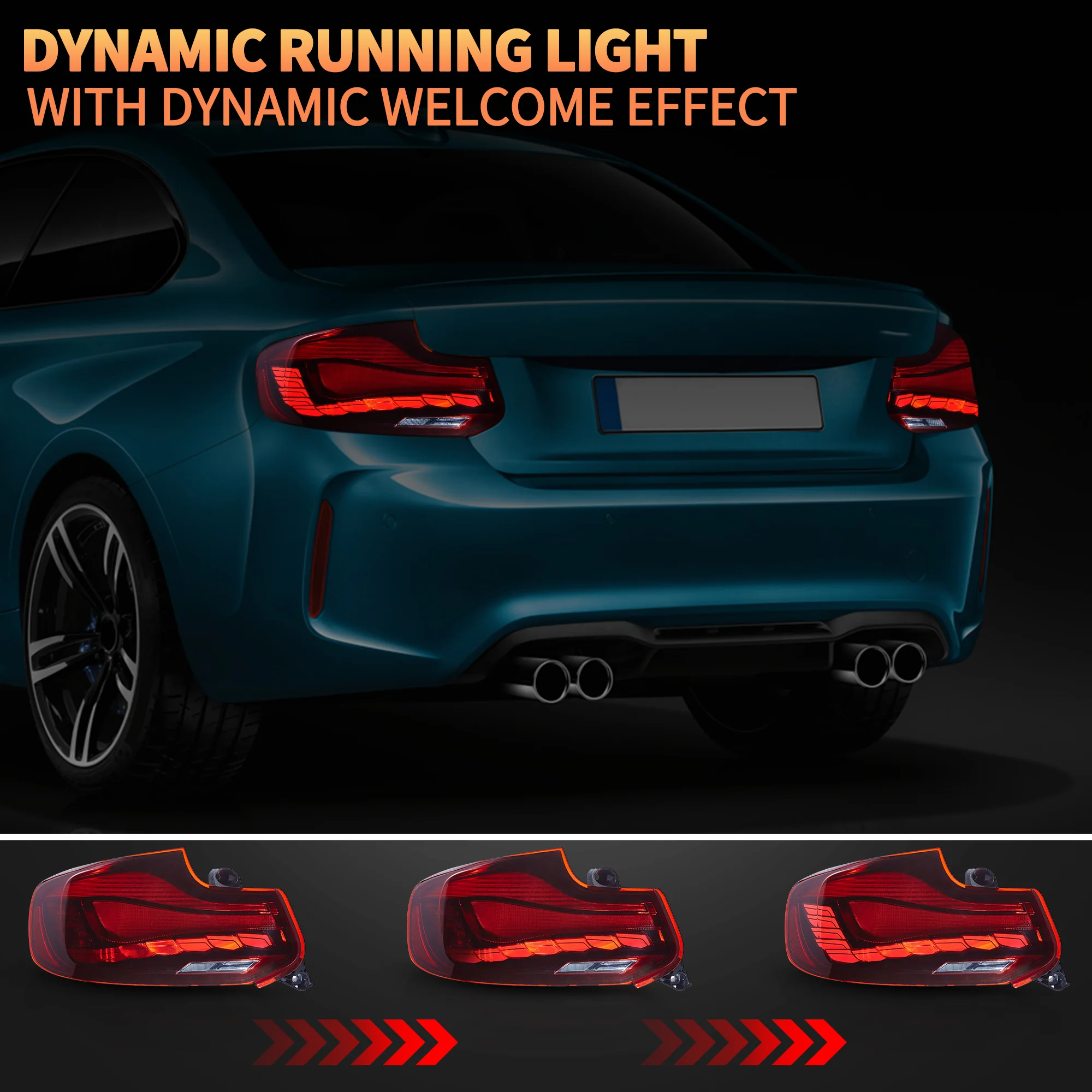 VLAND LED Taillights For BMW M2 F87 F22 F23 2014-2021 with Dynamic Start-up Animation [ DOT. E-MARK. ] - Image 9