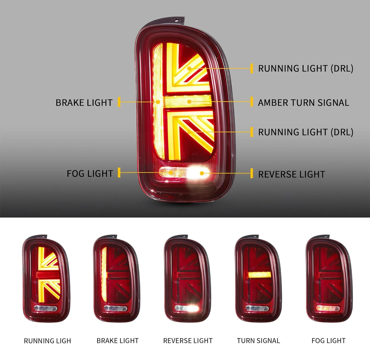 VLAND LED Tail Lights For BMW Mini Cooper Clubman R55 1st Gen 2007–2014 [E-MARK.] - Image 3