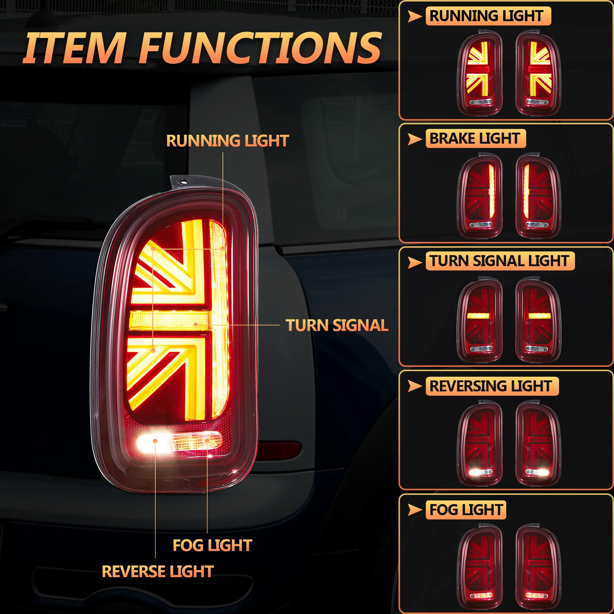 VLAND LED Tail Lights For BMW Mini Cooper Clubman R55 1st Gen 2007–2014 [E-MARK.] - Image 4