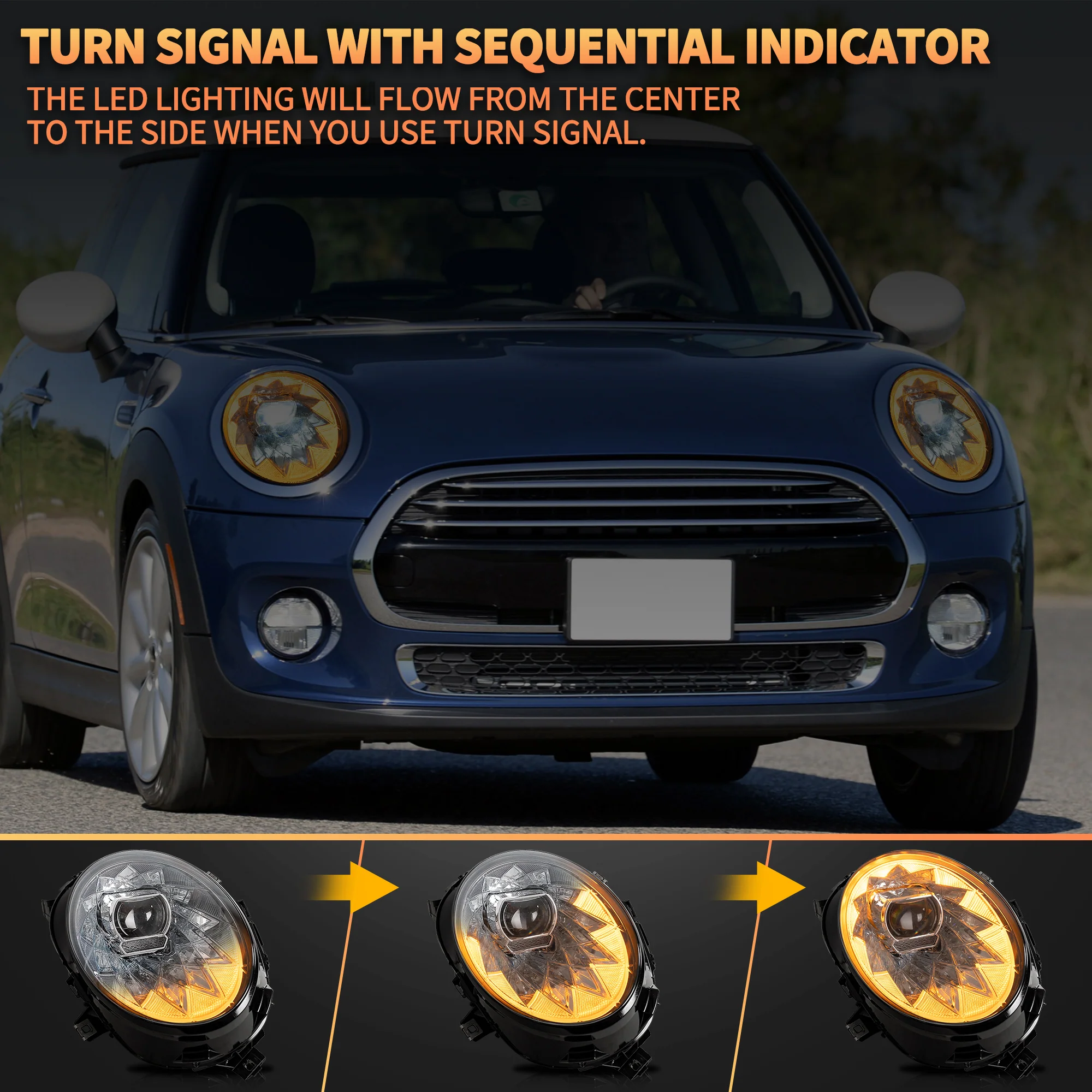 VLAND LED Headlights For BMW Mini Cooper F56 3-Door Hatchback 2014-2018 Aftermarket Front Lights [E-MARK] - Image 16