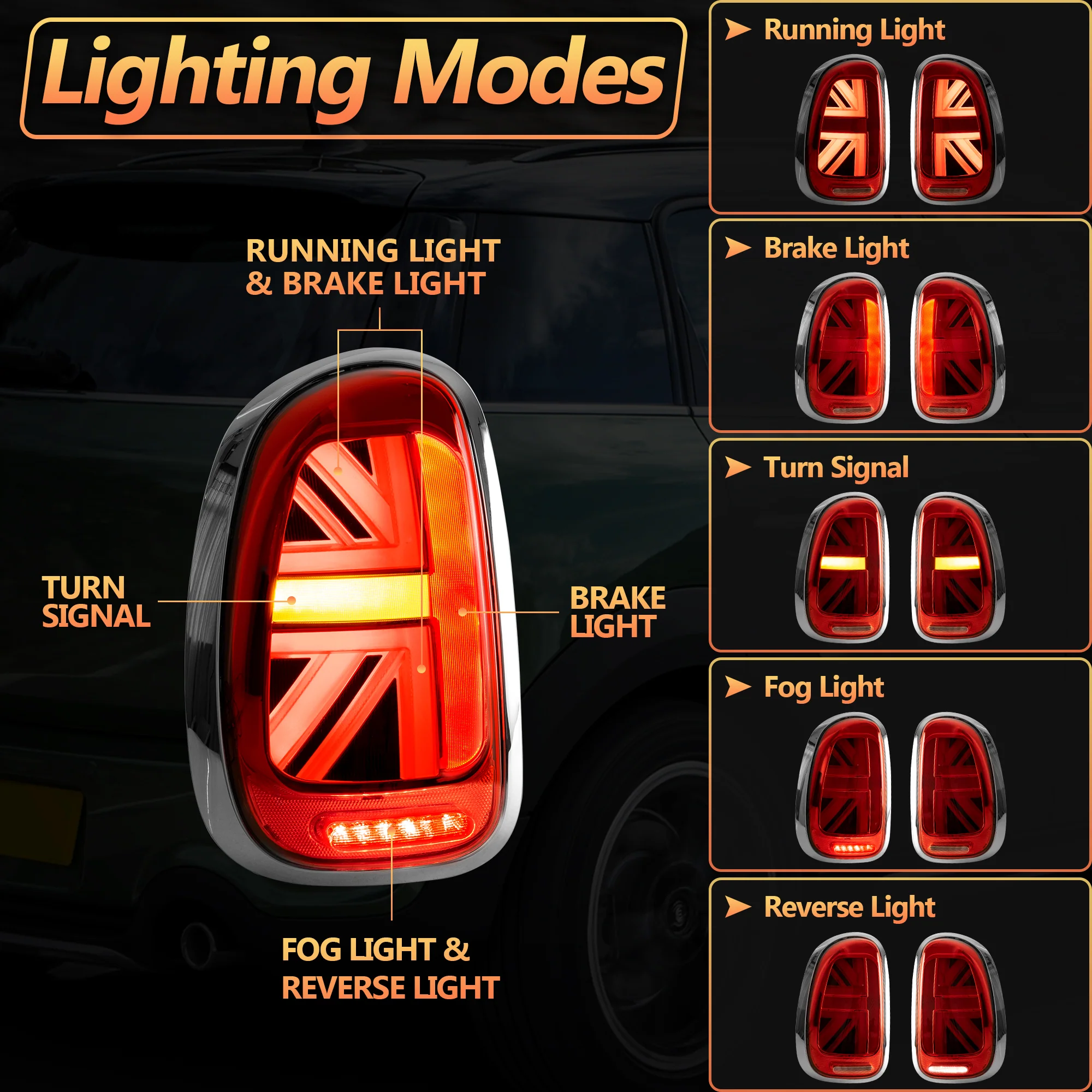 VLAND LED Headlights & Tail Lights For BMW Mini Countryman R60 2010-2016 Front And Rear Lamps Kits[E-MARK] - Image 16