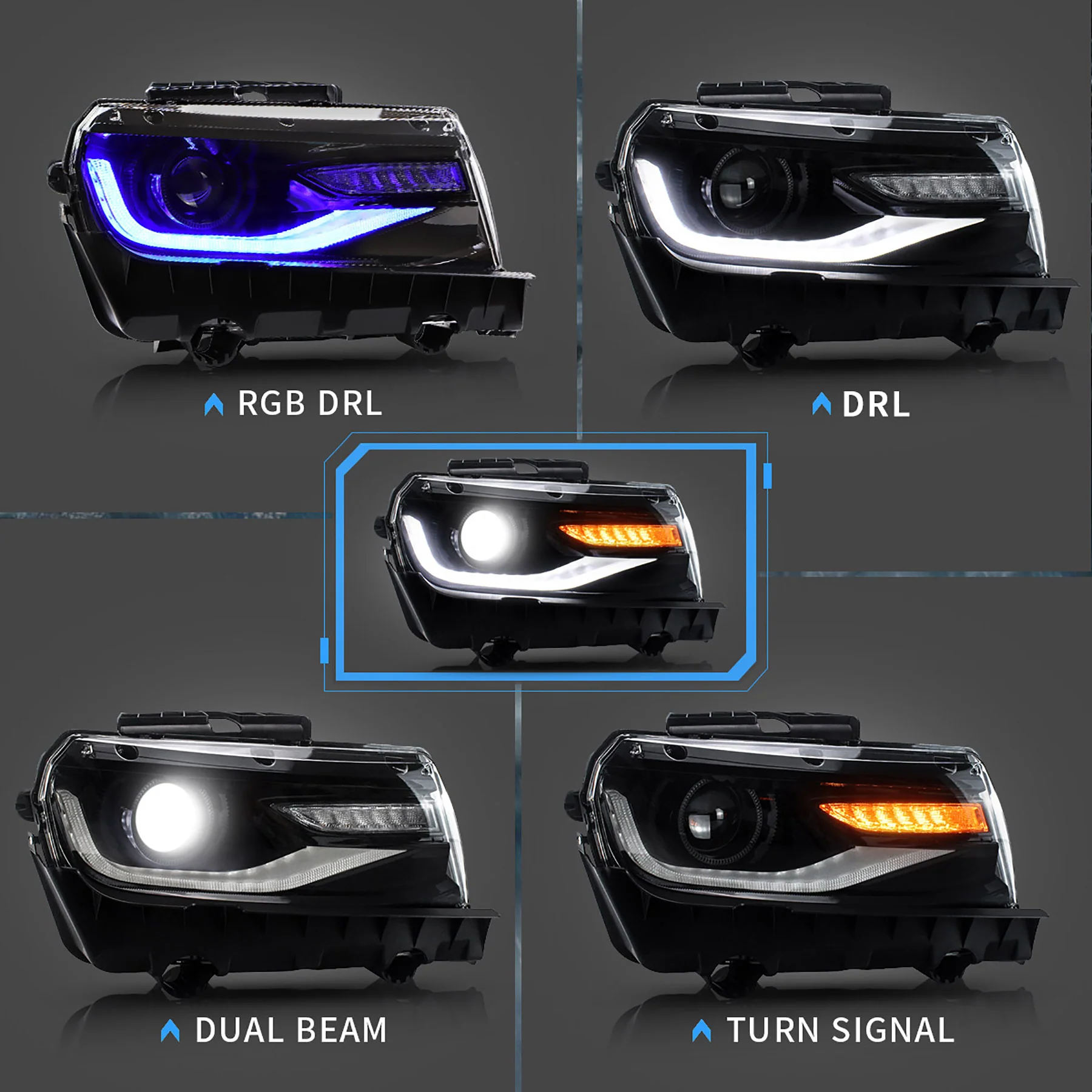 VLAND LED RGB Headlights and Taillights For Chevrolet Camaro 5th Gen Facelift 2014-2015 [DOT.] - Image 11
