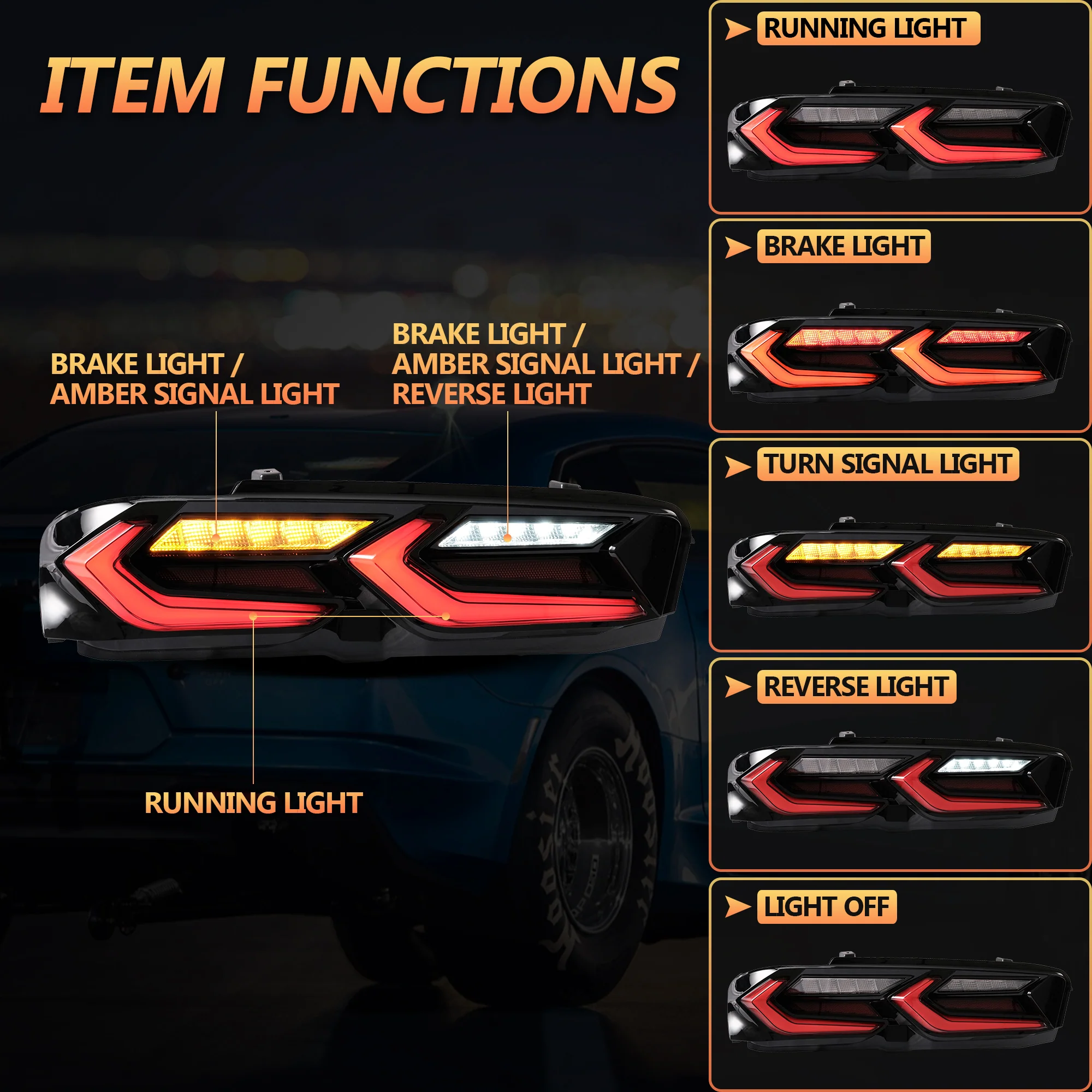 VLAND LED Tail Lights For Chevrolet Camaro 2019-2024 [DOT.] - Image 3