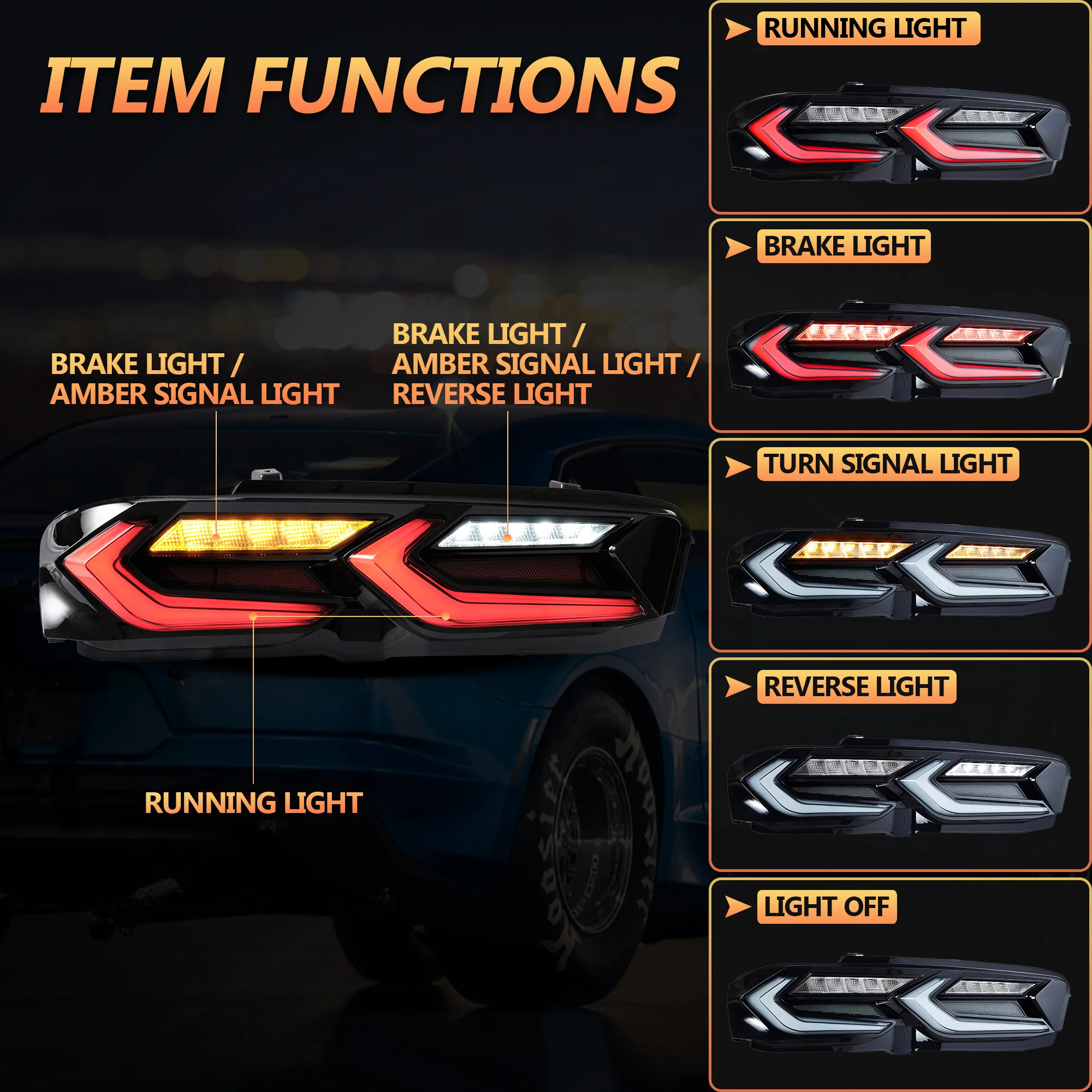 VLAND LED Tail Lights For Chevrolet Camaro 2019-2024 [DOT.] - Image 4