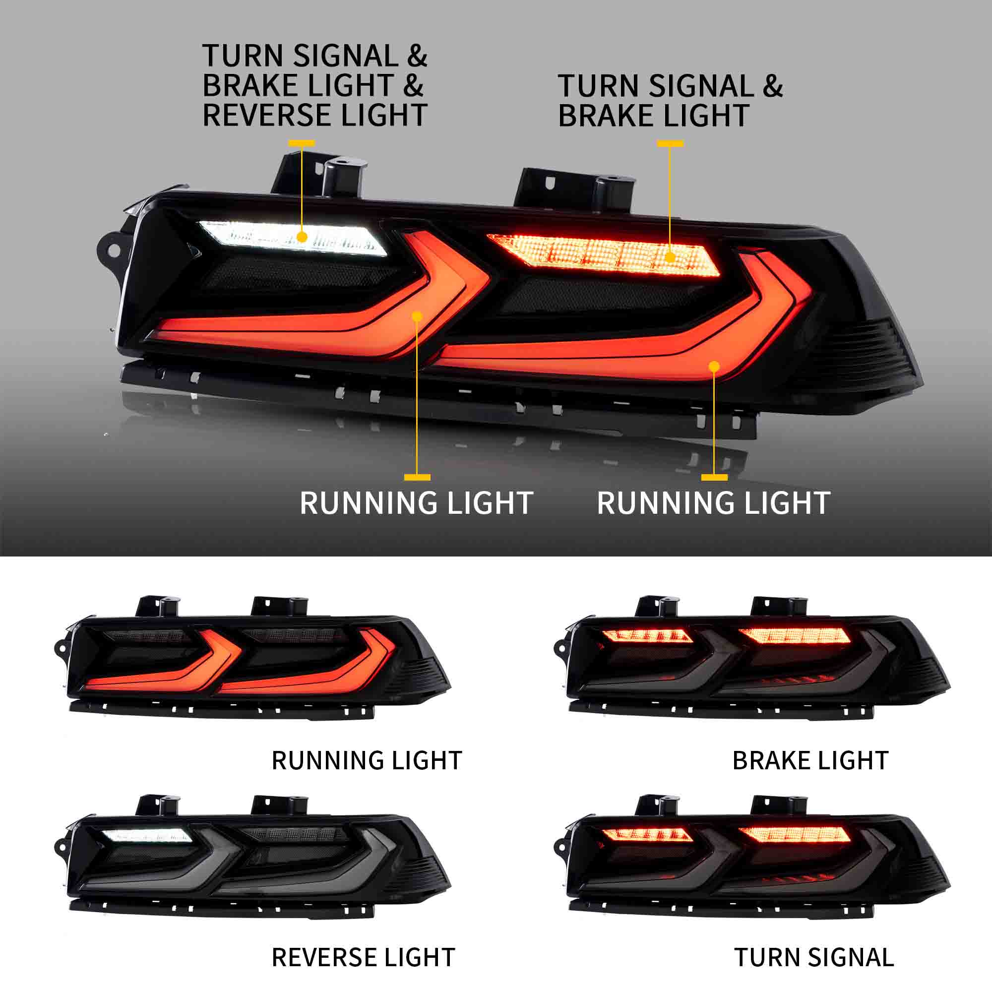 VLAND LED Tail Lights For Chevrolet Camaro 5th Gen Facelift 2014-2015 [DOT. SAE.] - Image 3
