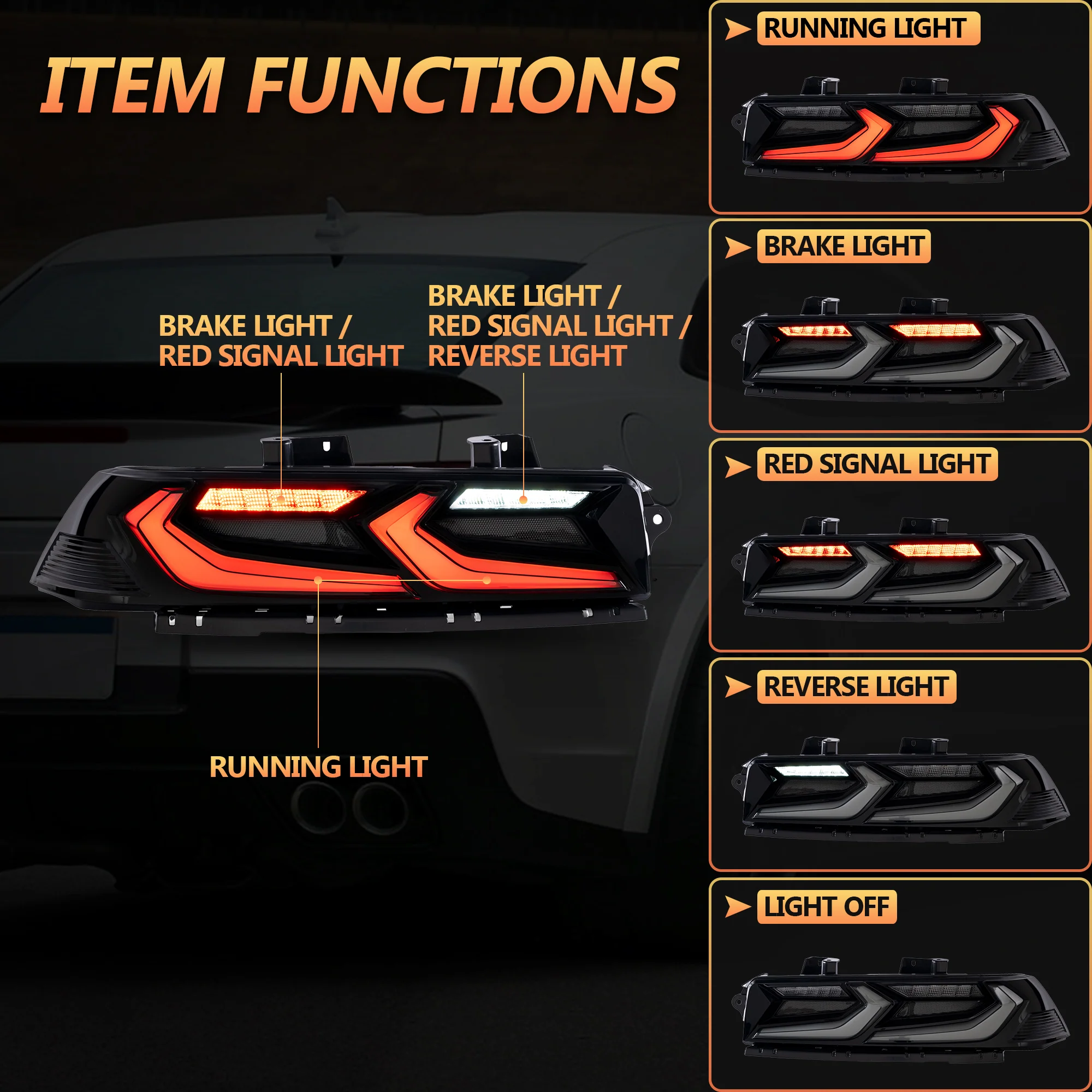 VLAND LED Tail Lights For Chevrolet Camaro 5th Gen Facelift 2014-2015 [DOT. SAE.] - Image 5