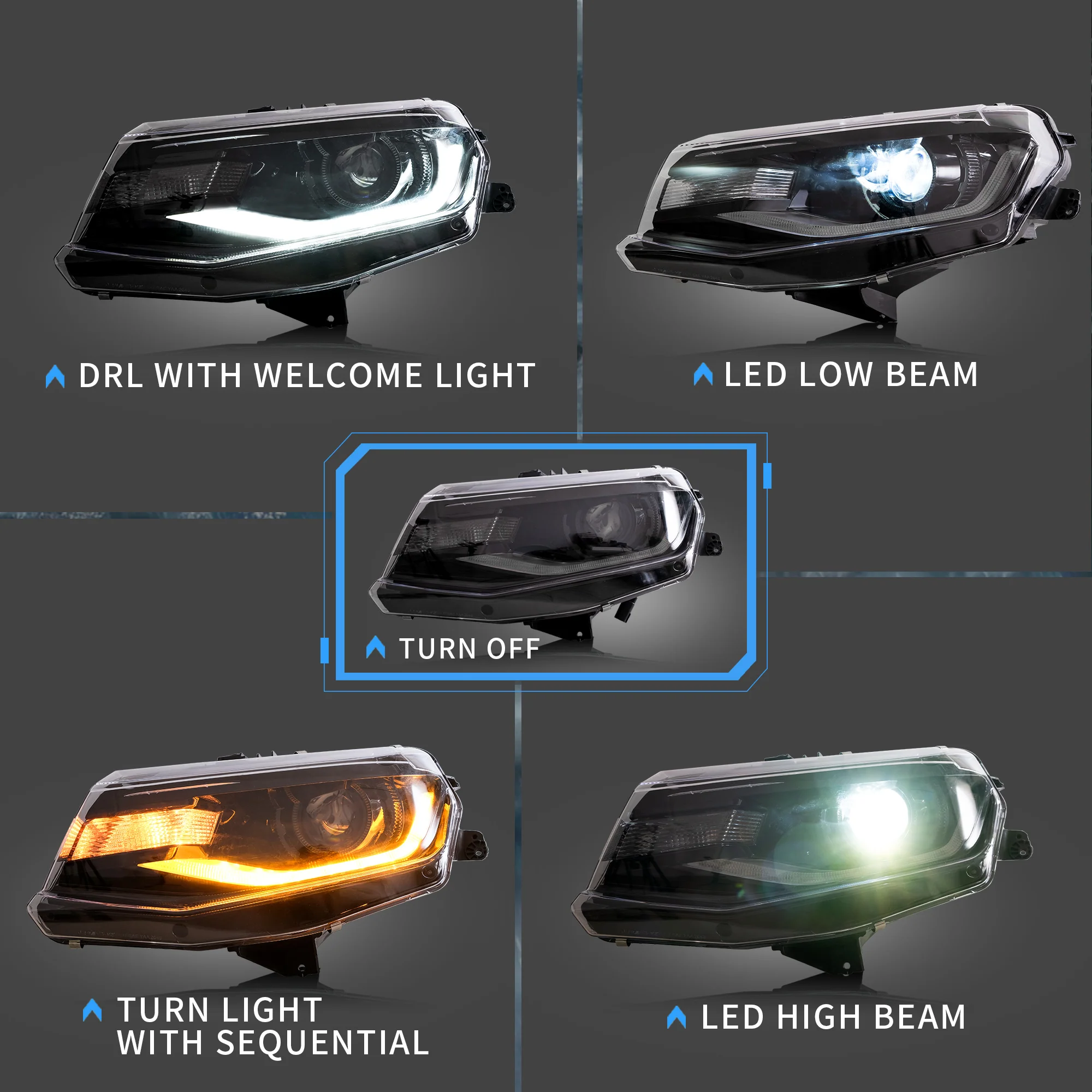 VLAND LED Head Lights and Taillights For Chevrolet / Chevy Camaro 6th Gen 2016-2018 [DOT.] - Image 5