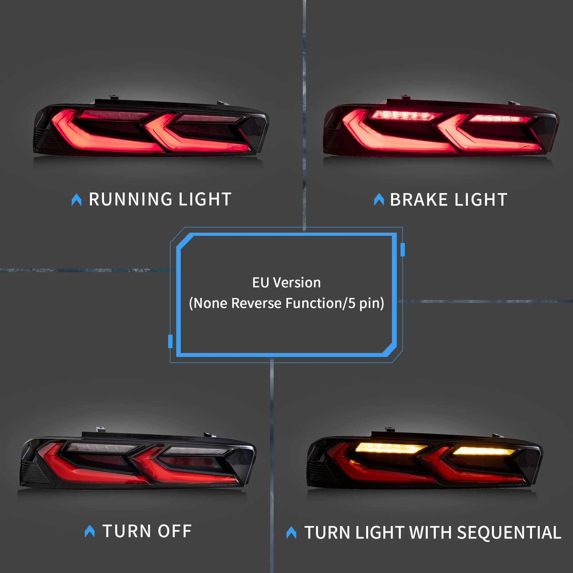VLAND LED Head Lights and Taillights For Chevrolet / Chevy Camaro 6th Gen 2016-2018 [DOT.] - Image 6