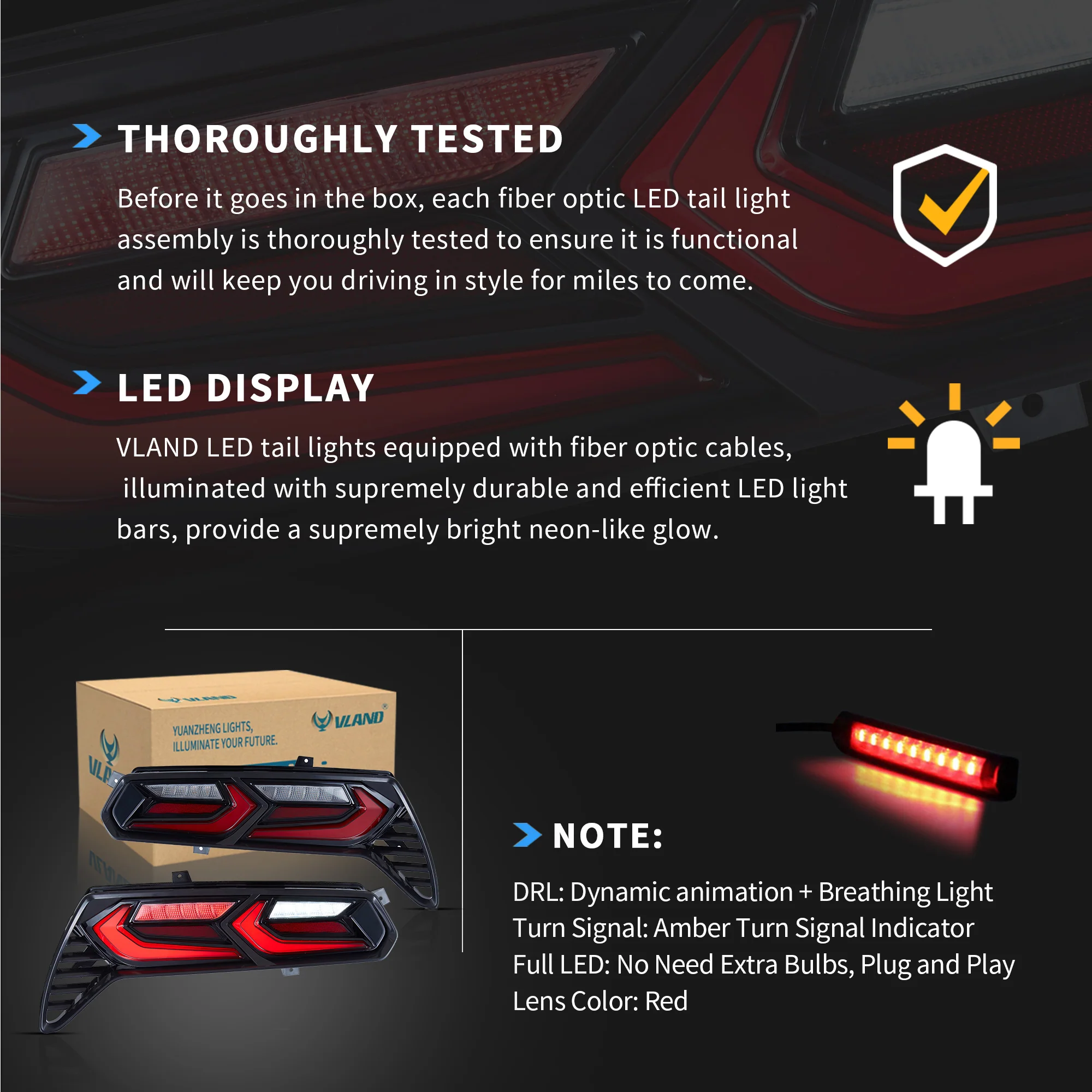 VLAND LED Taillights For Chevrolet Corvette C7 2014-2019 [DOT.] - Image 13