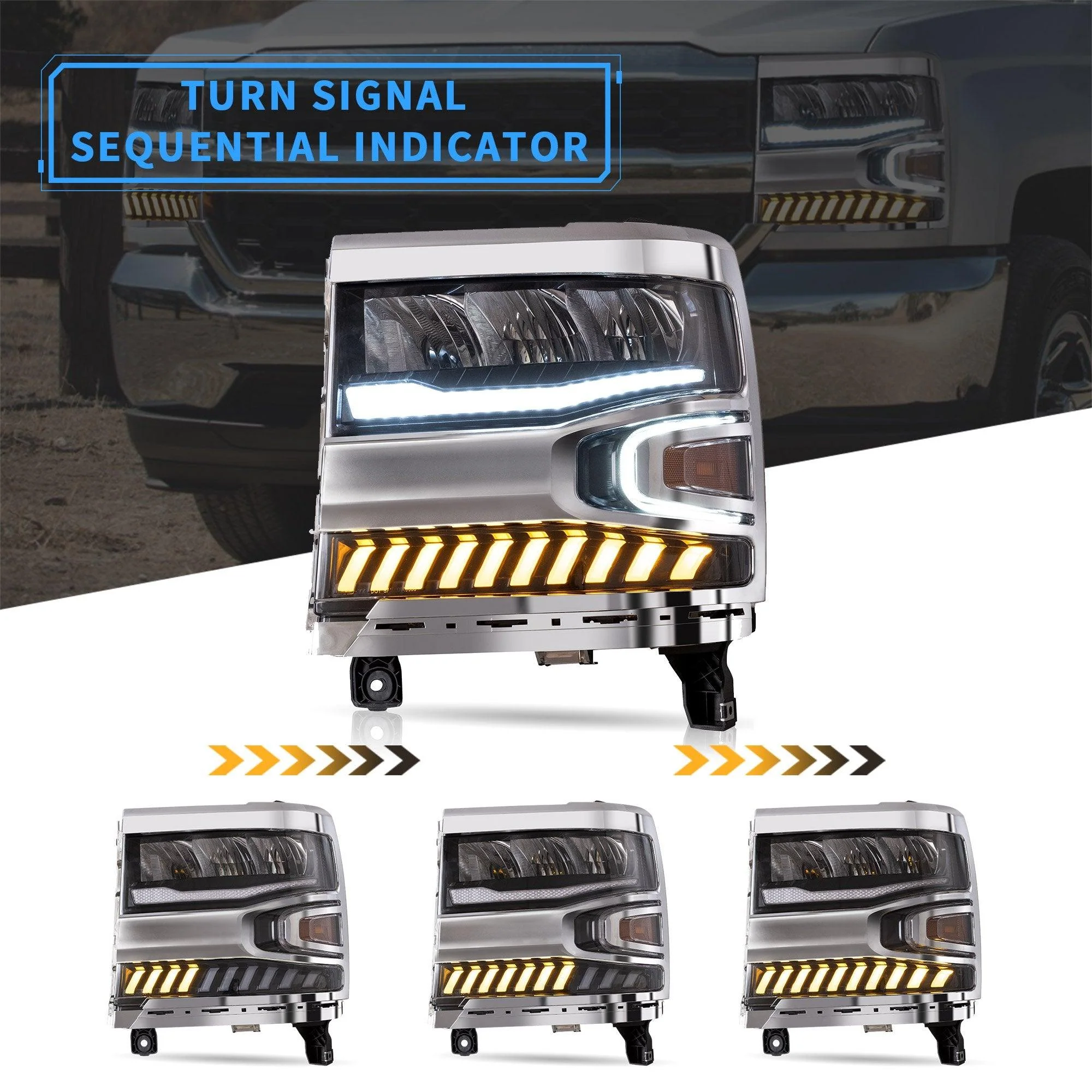 VLAND LED Headlights For Chevrolet Silverado 1500/2500/3500 2016-2019 3rd Gen Facelift [DOT. SAE.] - Image 5