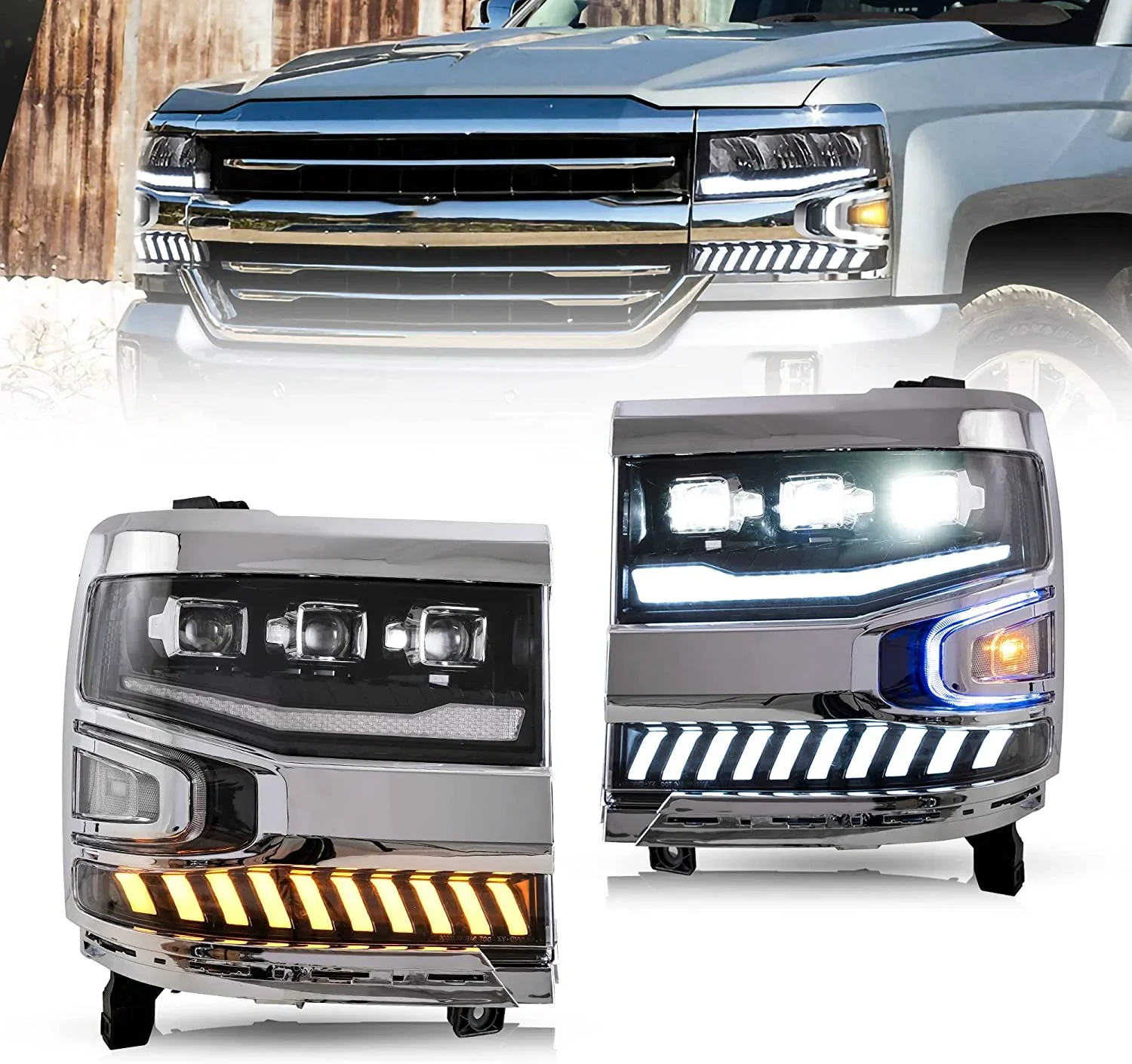 VLAND LED Head Lights For Chevrolet Silverado 1500 2500 3500 2016-2019 3rd Gen Facelift [DOT. SAE.] - Image 13