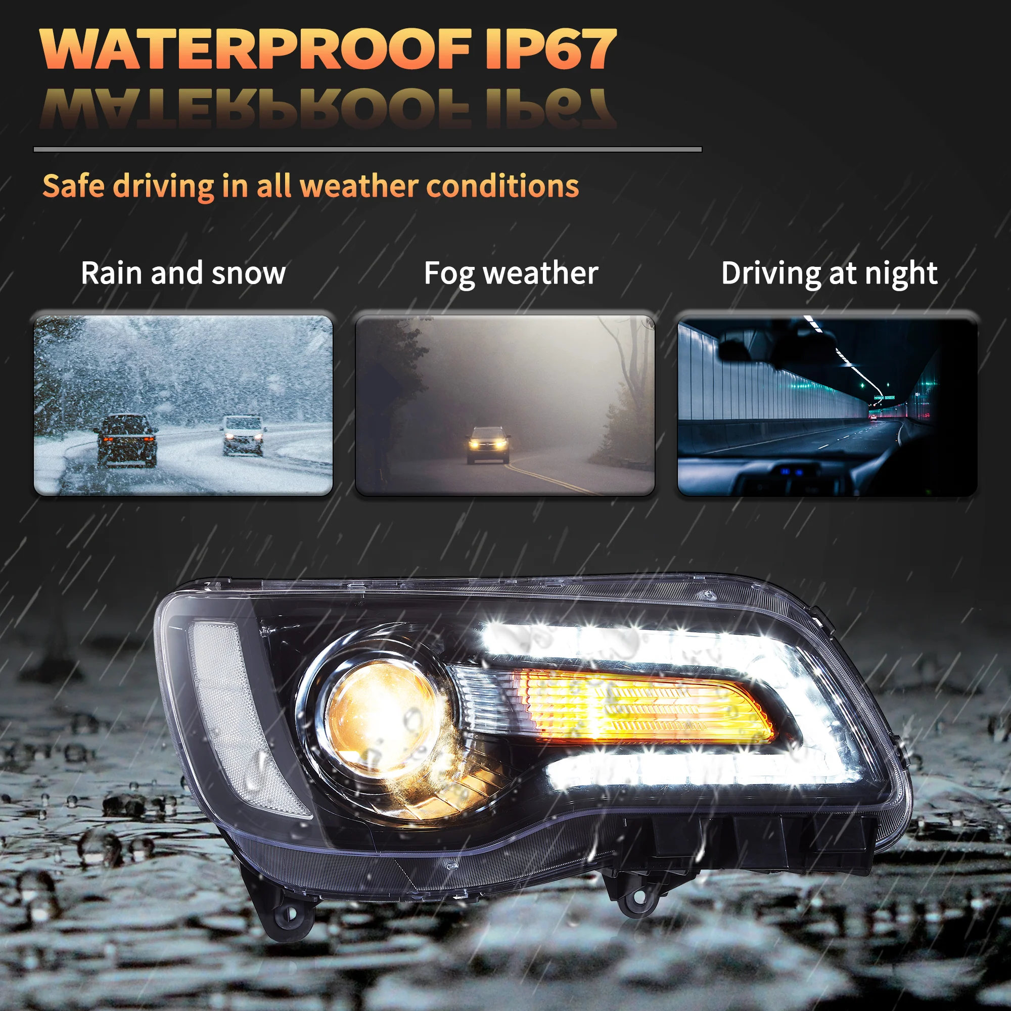 VLAND LED Dual Beam Headllights For Chrysler 300 2011-2023 - Image 5