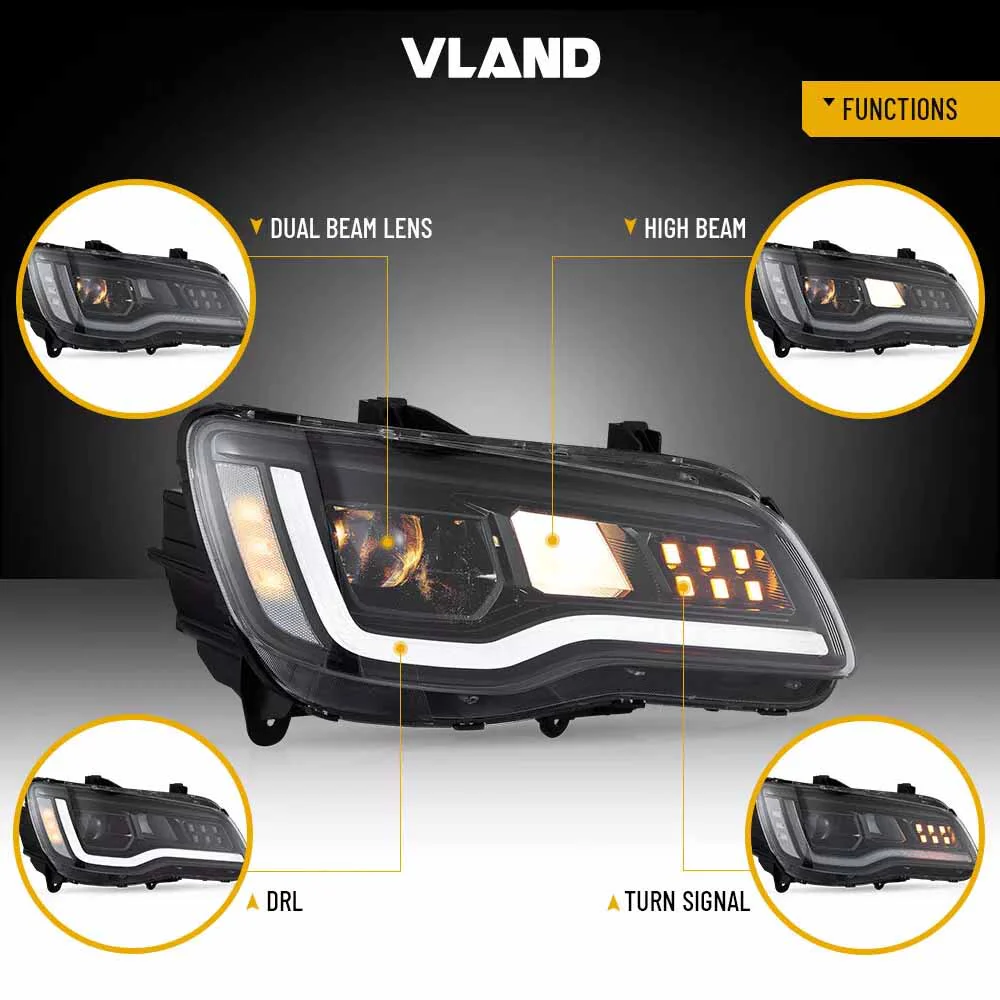 VLAND LED Projector Headllights For Chrysler 300/300C 2011-2023 - Image 6
