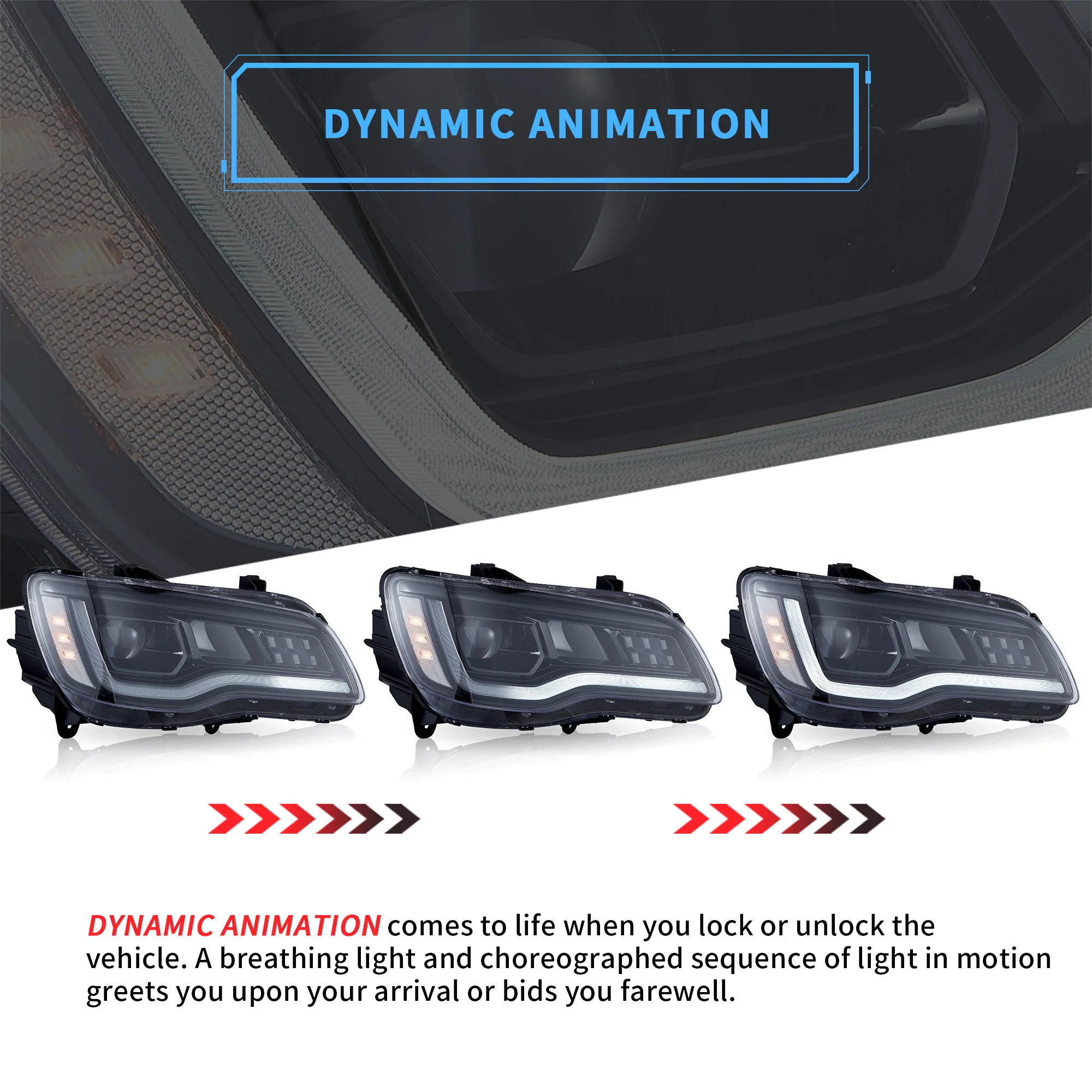 VLAND LED Headlights & Tail Lights For Chrysler 300/300C 2011-2014 Front And Rear Lamps Kits - Image 6