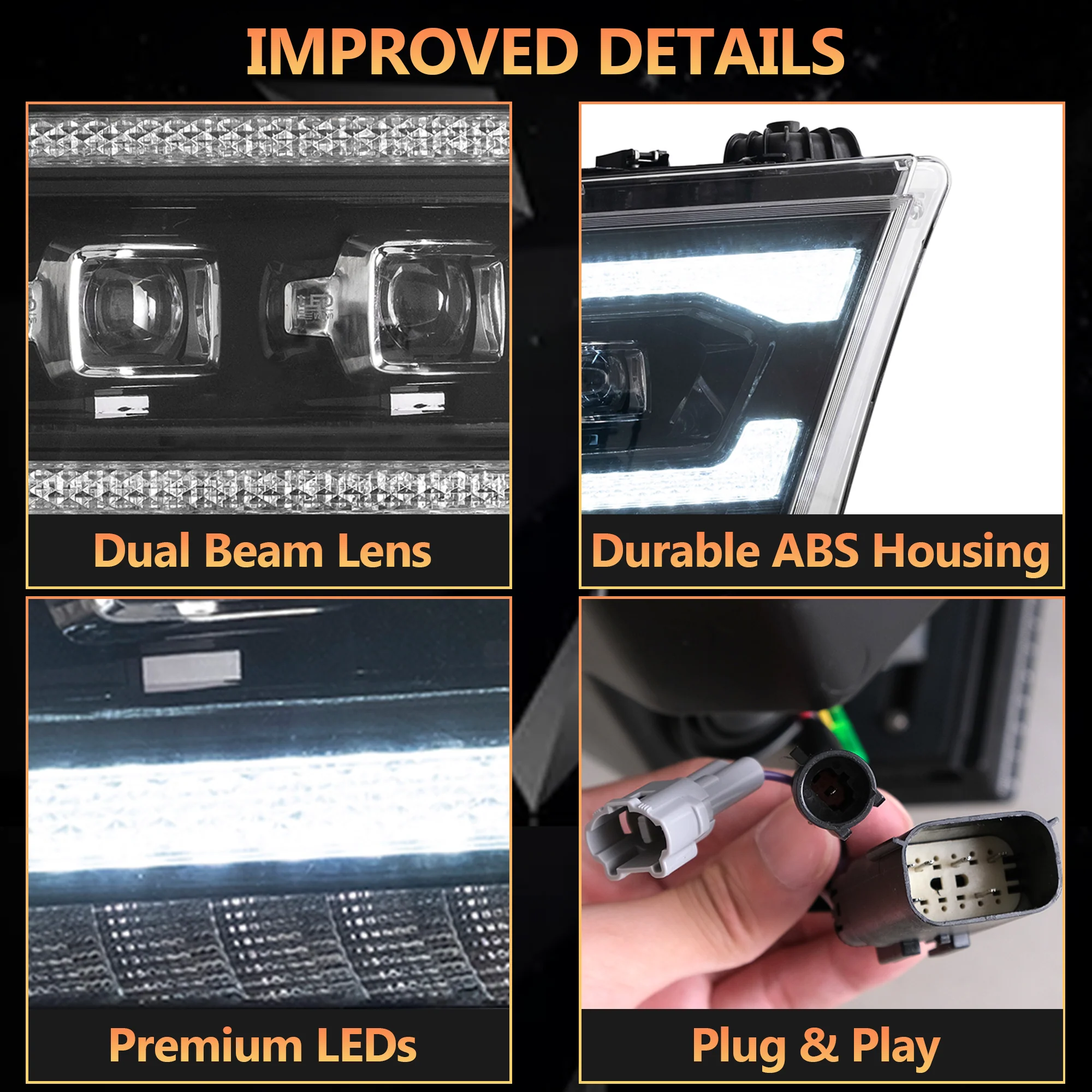 VLAND Matrix Projector Headlights For Dodge RAM 1500 2019-2024 5th Gen (DT) [SAE. DOT.] - Image 12