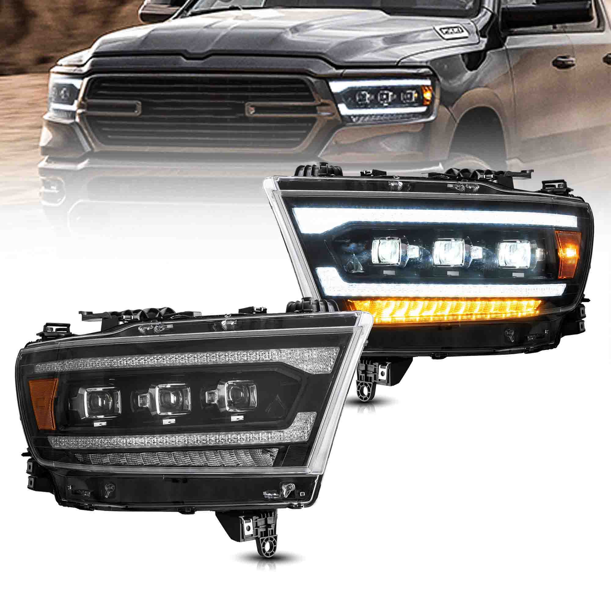 VLAND Matrix Projector Headlights For Dodge RAM 1500 2019-2024 5th Gen (DT) [SAE. DOT.] - Image 16