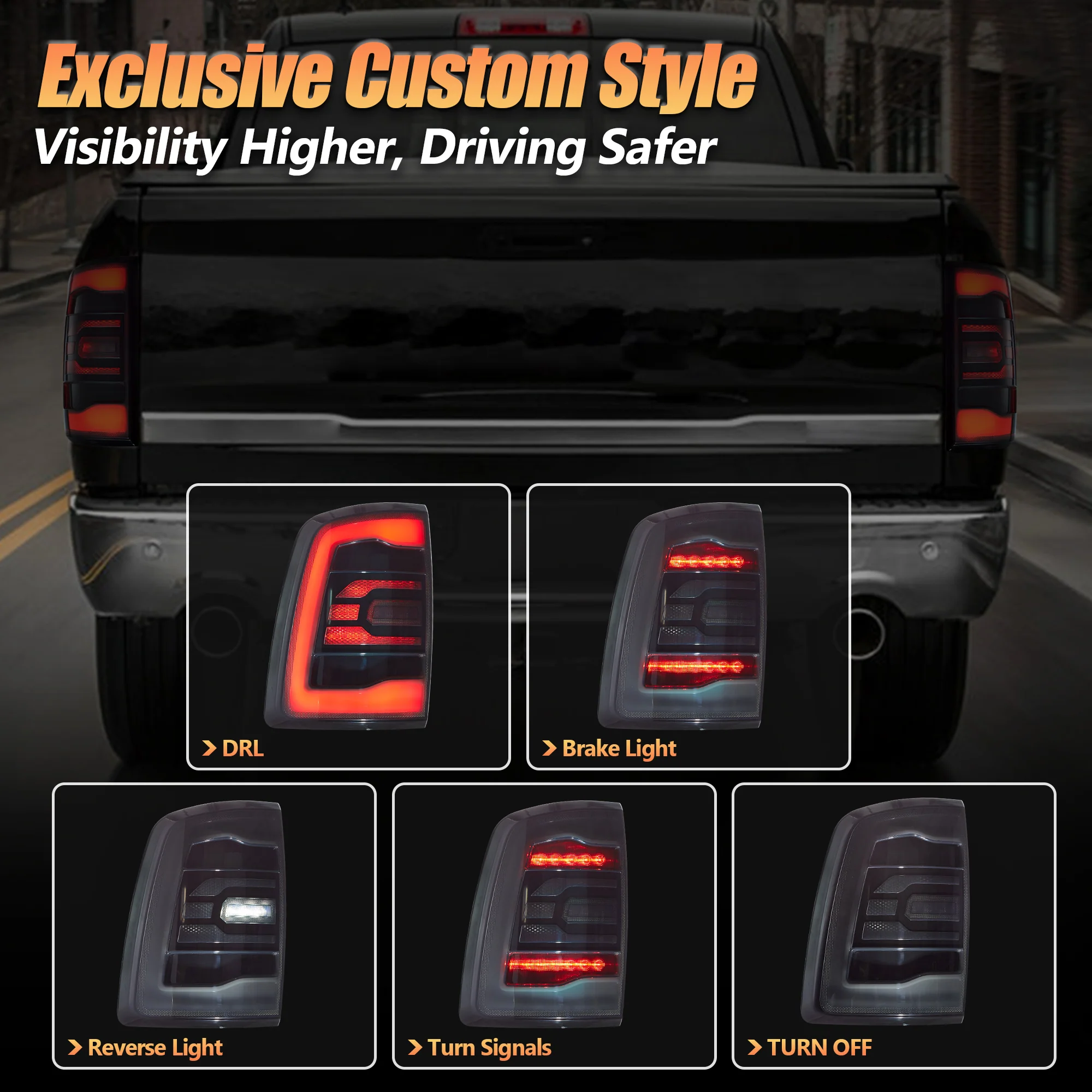 VLAND LED Tail Lights For Dodge RAM 1500/2500/3500 2009-2018 [DOT.] - Image 6