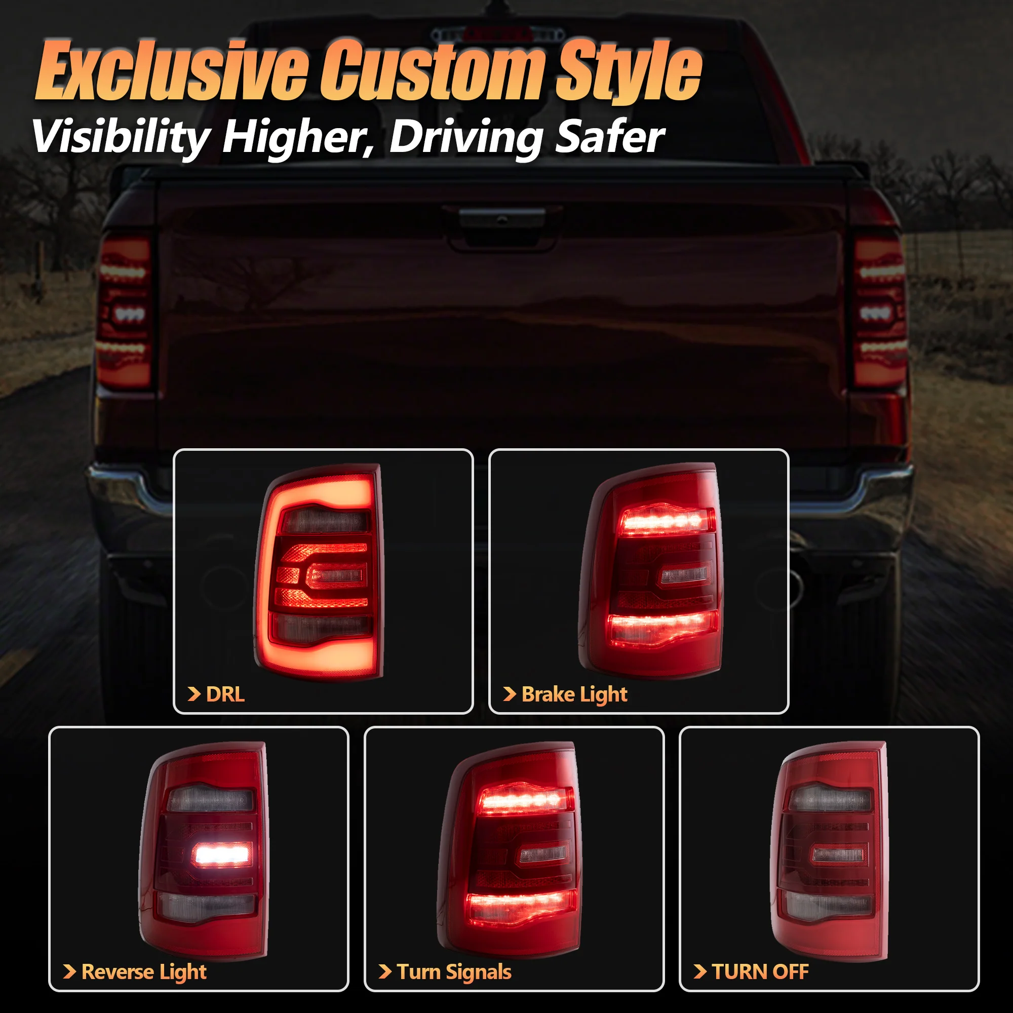 VLAND LED Tail Lights For Dodge RAM 1500/2500/3500 2009-2018 [DOT.] - Image 7