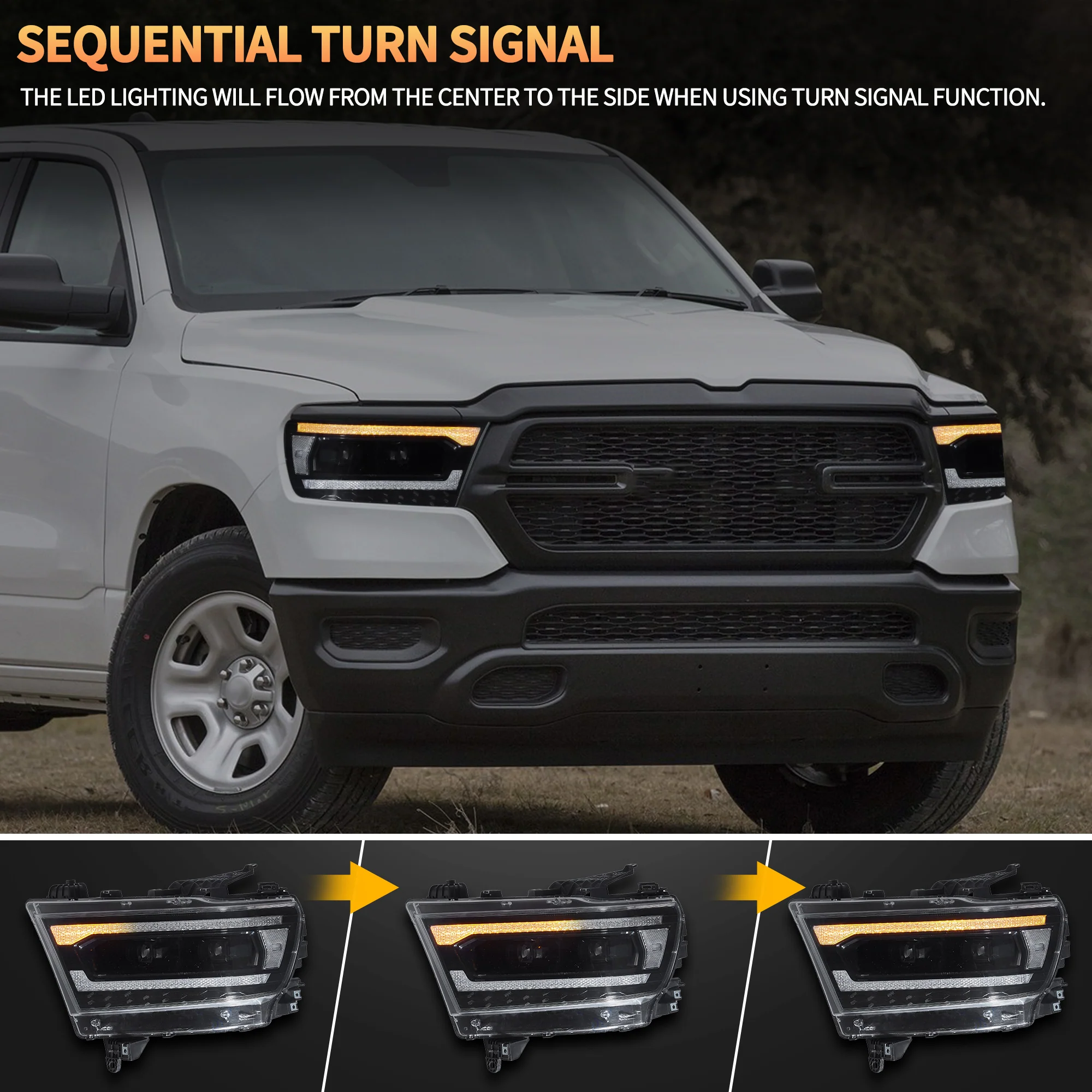 VLAND Full LED Headlights For Dodge RAM 1500 2019-2024 5th Gen - Image 6