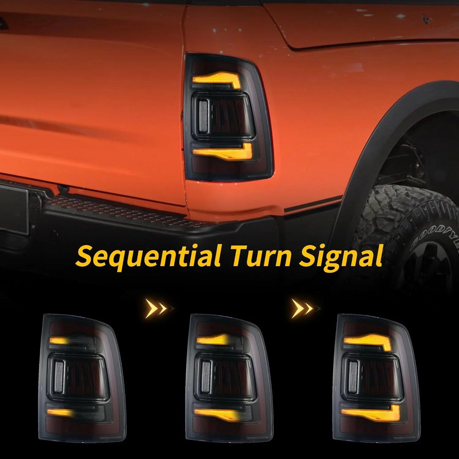 VLAND LED Tail Lights For Dodge RAM / RAM 1500 2500 3500 2009-2018 Amber Sequential Turn Signal - Image 5