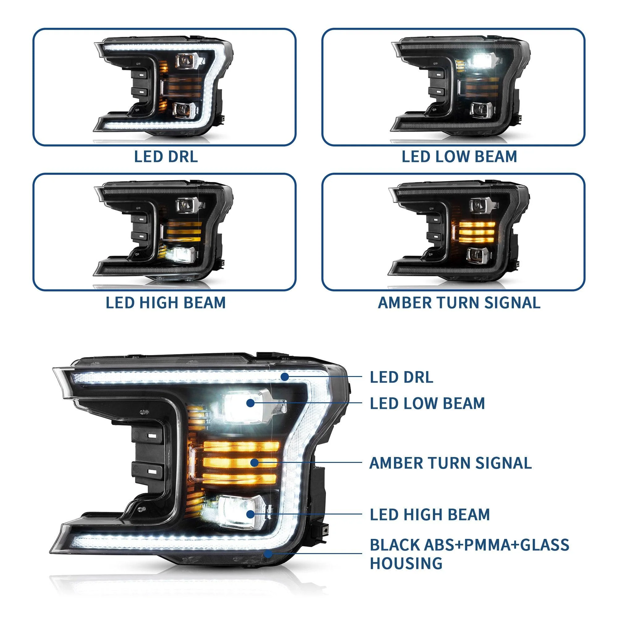 VLAND LED Projector Headlights For Ford F150 13th Gen Pickup 2018-2020 - Image 7