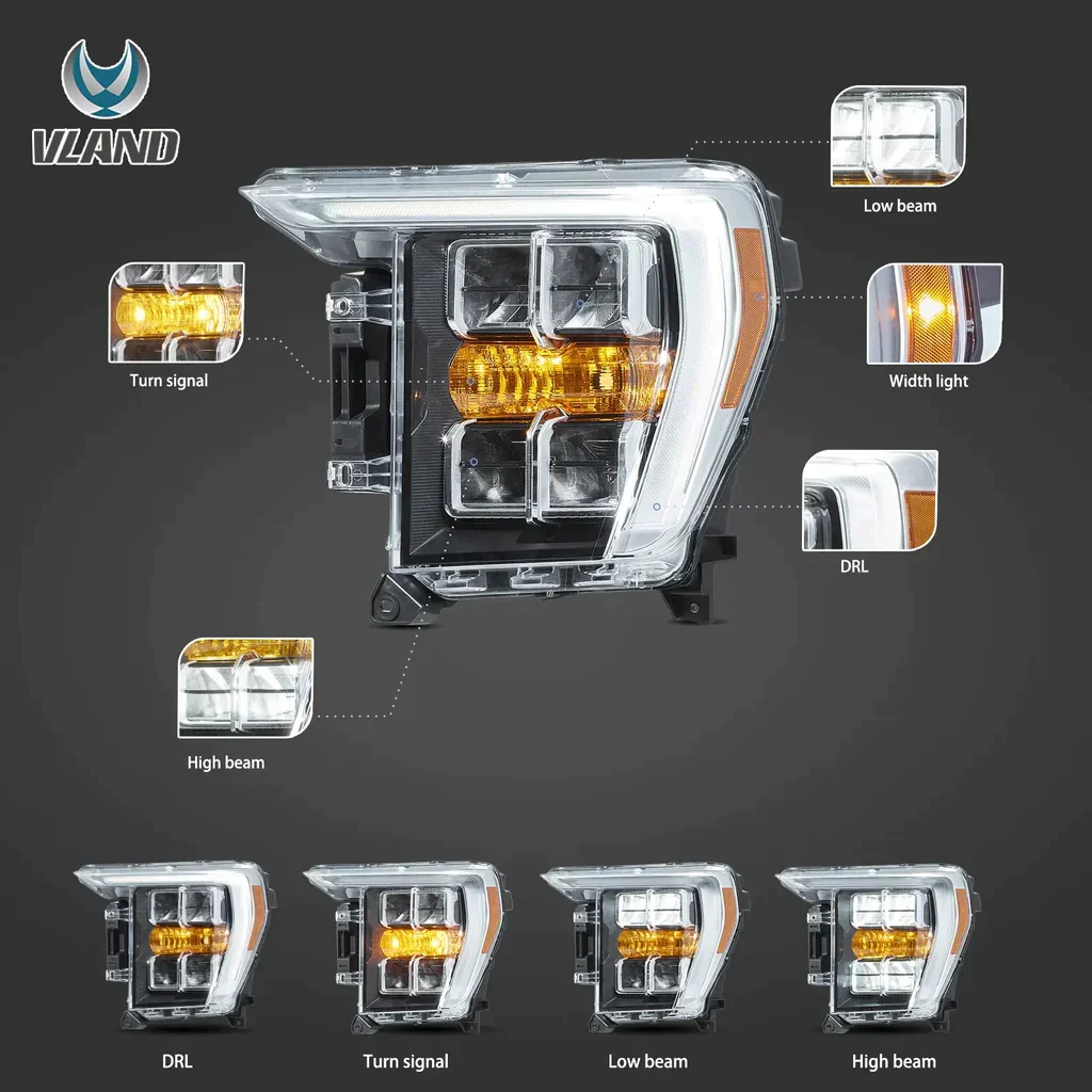 VLAND LED Dual Beam Headlights For Ford F150 14th Gen 2021-2023 [DOT.] - Image 3
