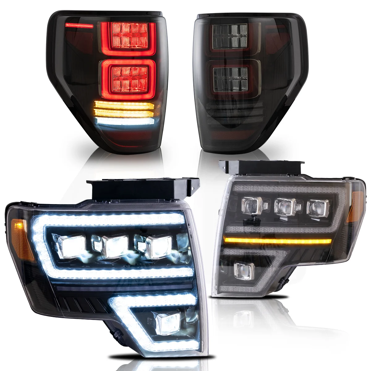 VLAND LED Projector Head Lights and Tail Lights For Ford F150 Pickup 2009-2014 With DRL [DOT. SAE.] - Image 5