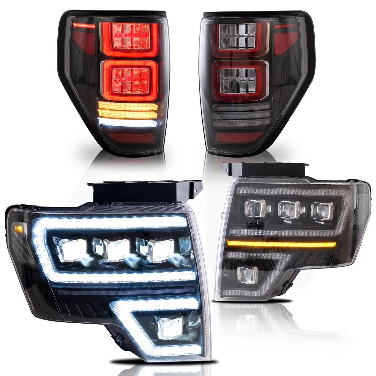 VLAND LED Projector Head Lights and Tail Lights For Ford F150 Pickup 2009-2014 With DRL [DOT. SAE.] - Image 8