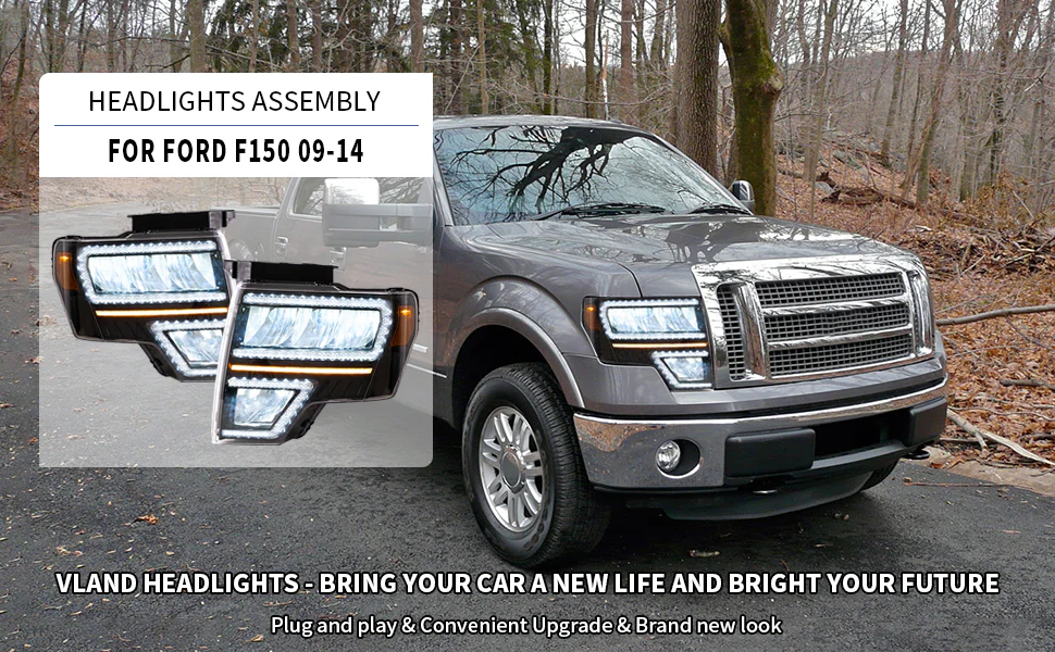 VLAND Full LED Reflector Headlights For Ford F150 Pickup 2009-2014 With DRL [DOT. SAE.] - Image 18