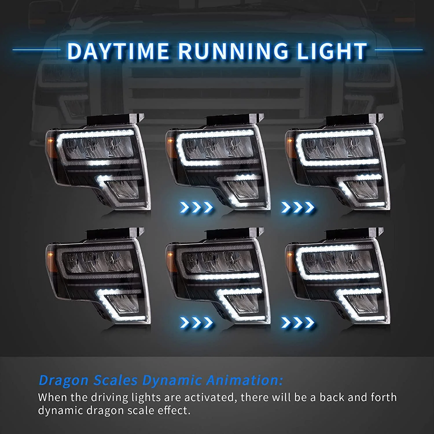 VLAND Full LED Reflector Headlights For Ford F150 Pickup 2009-2014 With DRL [DOT. SAE.] - Image 6