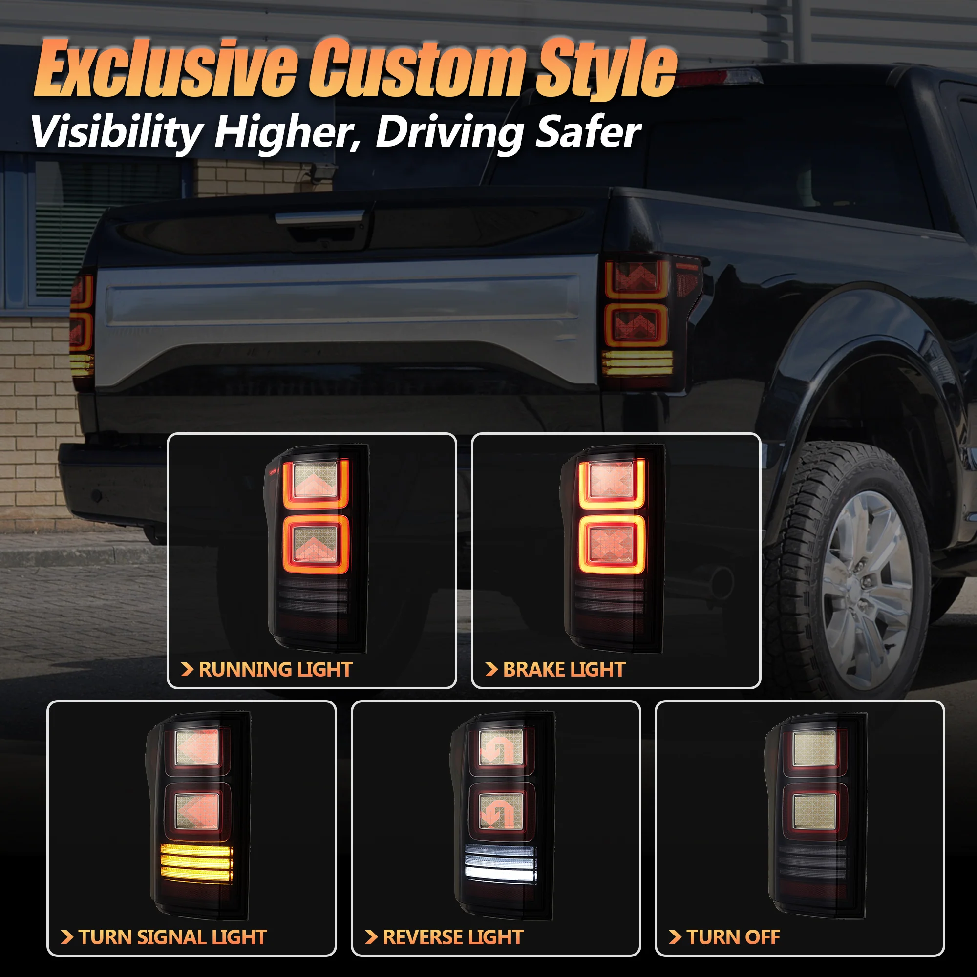 VLAND OLED Tail Lights For 2015-2020 Ford F150 W/AnimationTurn Signal [DOT. E-MARK.] - Image 5