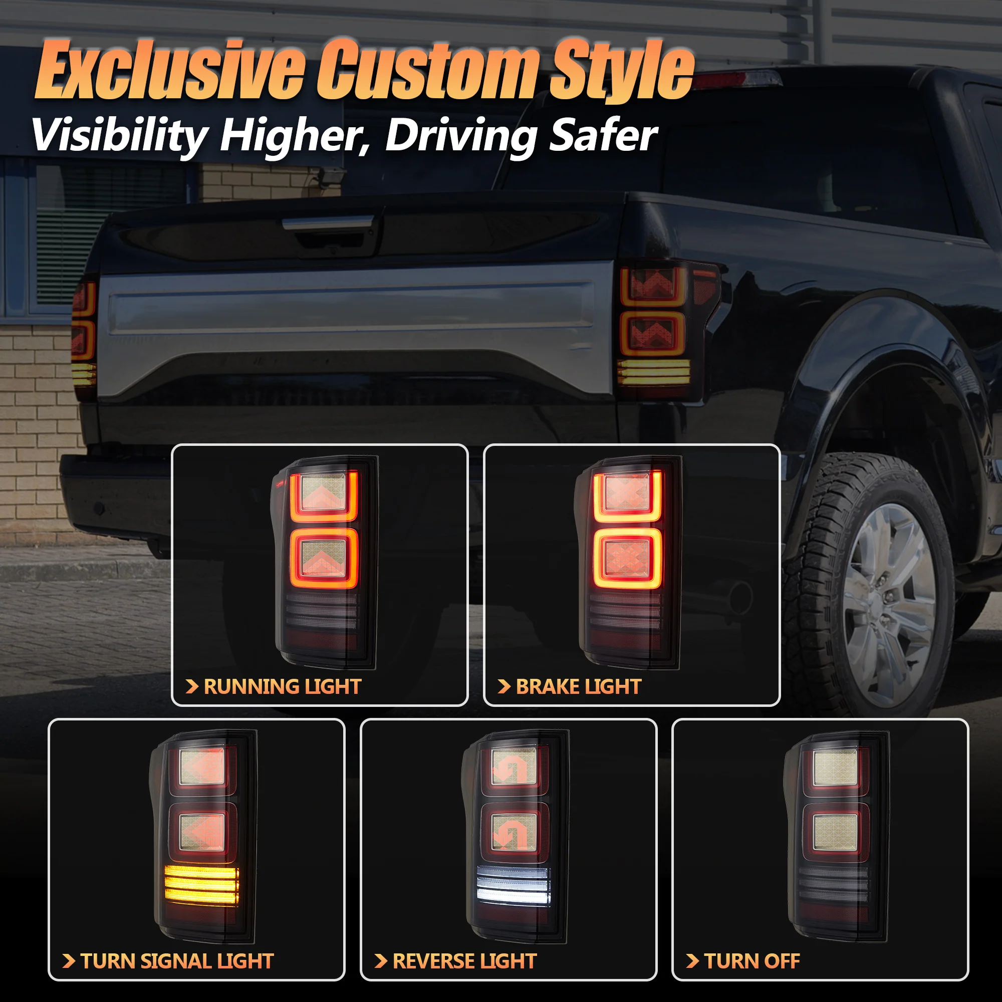 VLAND OLED Tail Lights For 2015-2020 Ford F150 W/AnimationTurn Signal [DOT. E-MARK.] - Image 6
