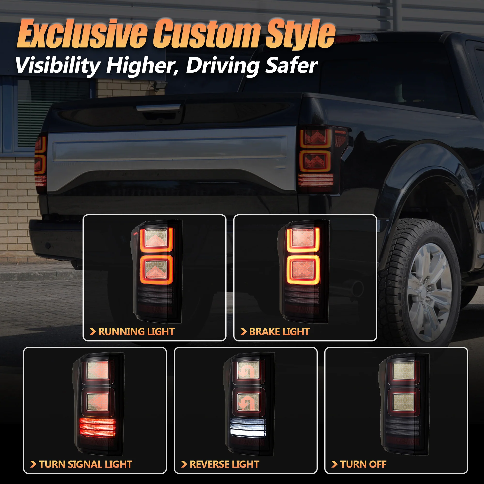 VLAND OLED Tail Lights For 2015-2020 Ford F150 W/AnimationTurn Signal [DOT. E-MARK.] - Image 7