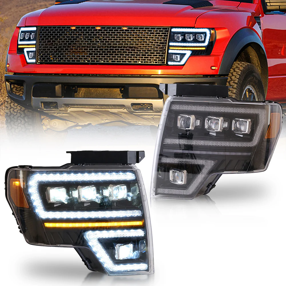 VLAND LED Projector Headlights For Ford F150 Pickup 2009-2014 With DRL [DOT. SAE.] - Image 3