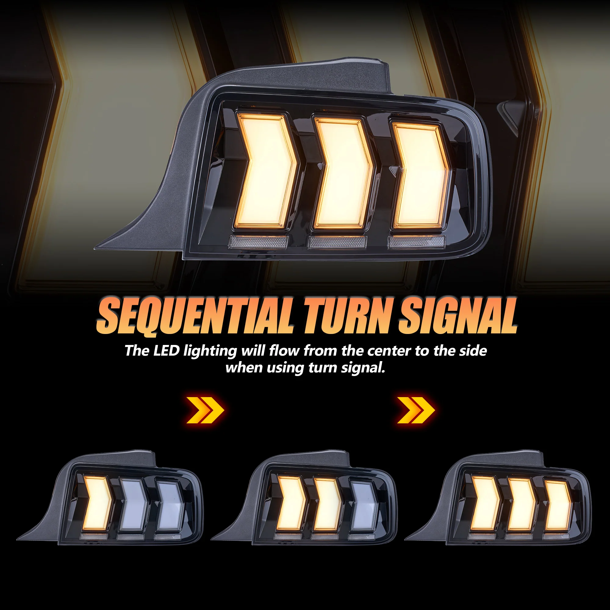 VLAND Full LED RGB Tail Lights For Ford Mustang 2005-2009 with Sequential Turn Signal - Image 2