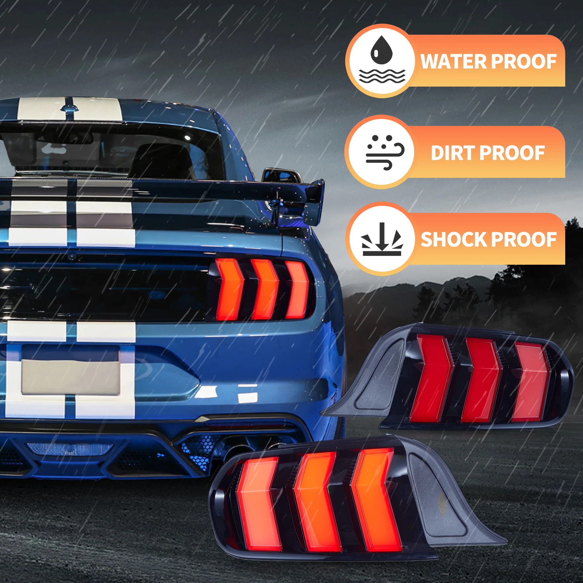 VLAND LED Taillights For Ford Mustang 2015-2023 With 5 Modes & Sequential Turn Signal [DOT.] - Image 11