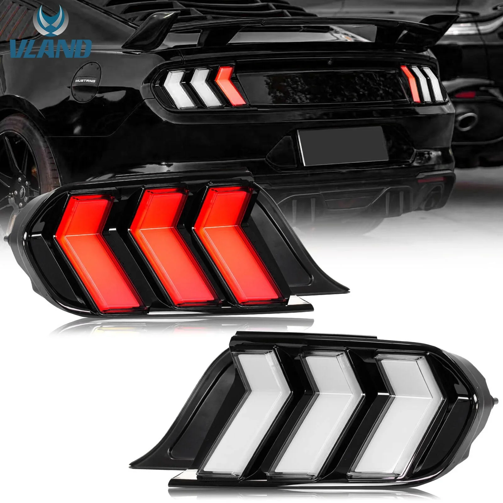 VLAND LED Taillights For Ford Mustang 2015-2023 With 5 Modes & Sequential Turn Signal [DOT.] - Image 4