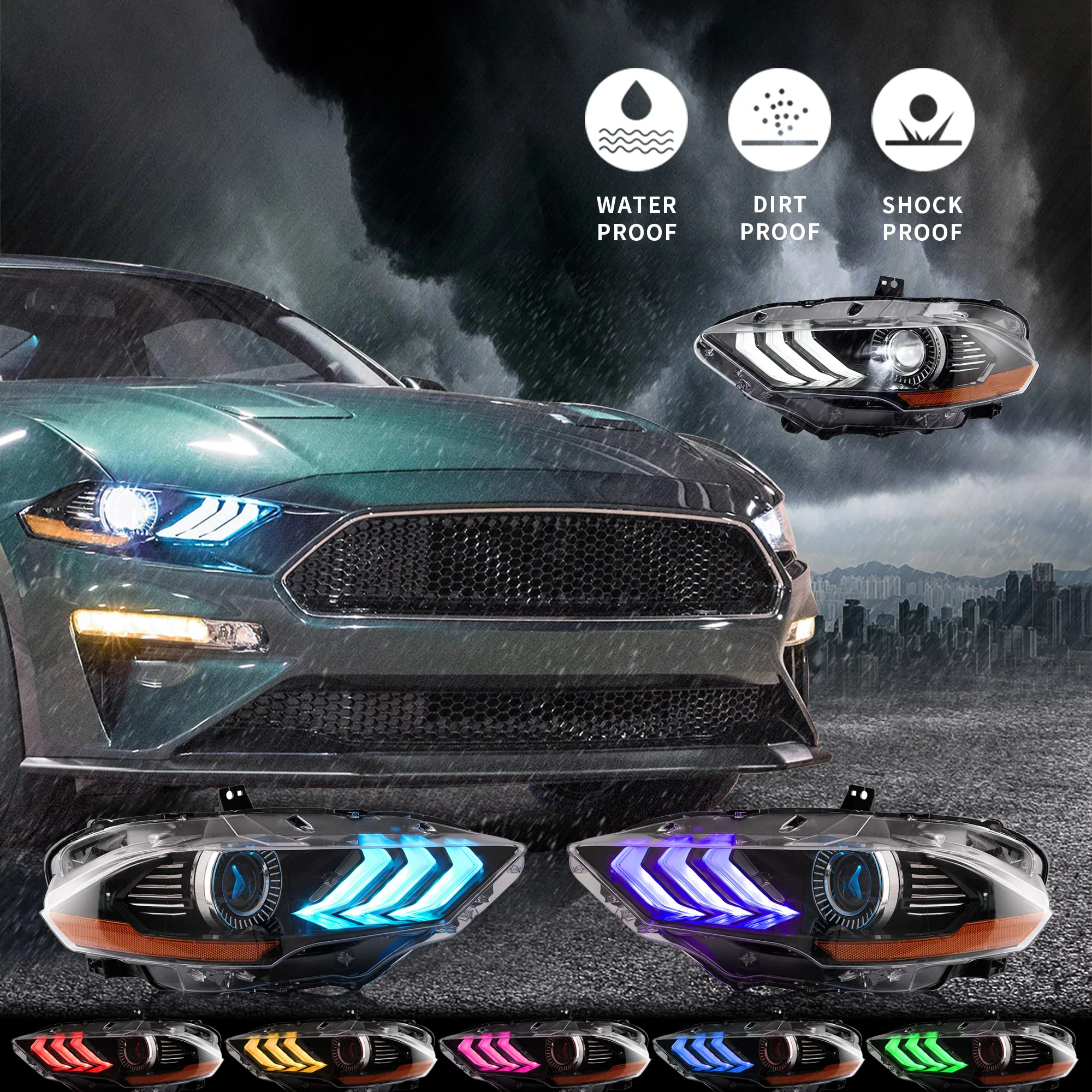 VLAND RGB Projector Headlights For Ford Mustang (Sixth Generation) [S550] 2018-2023 - Image 14