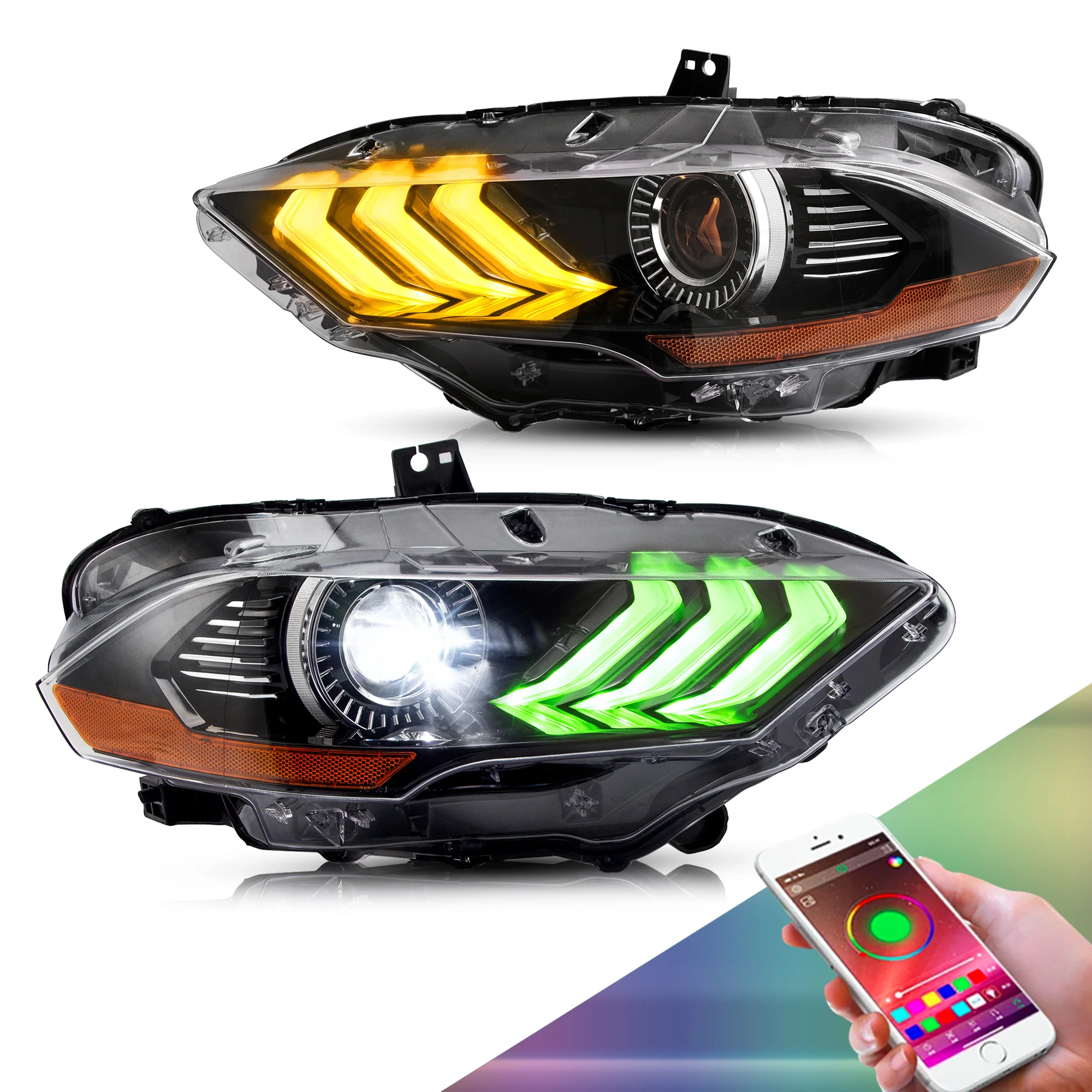 VLAND RGB Projector Headlights For Ford Mustang (Sixth Generation) [S550] 2018-2023 - Image 3