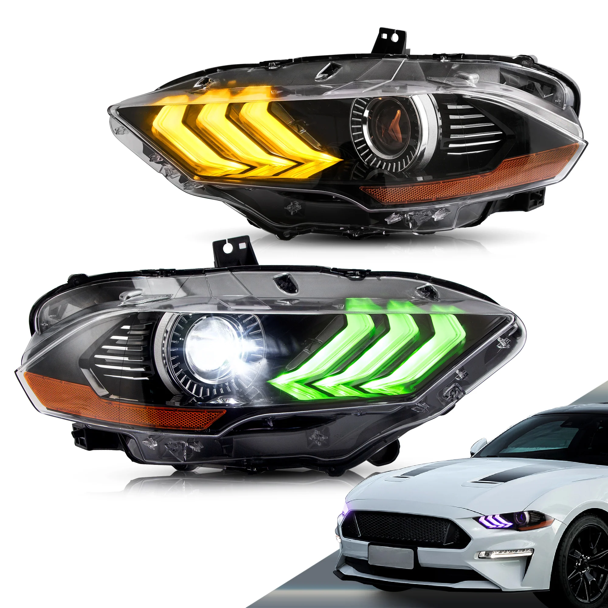 VLAND RGB Projector Headlights For Ford Mustang (Sixth Generation) [S550] 2018-2023 - Image 5