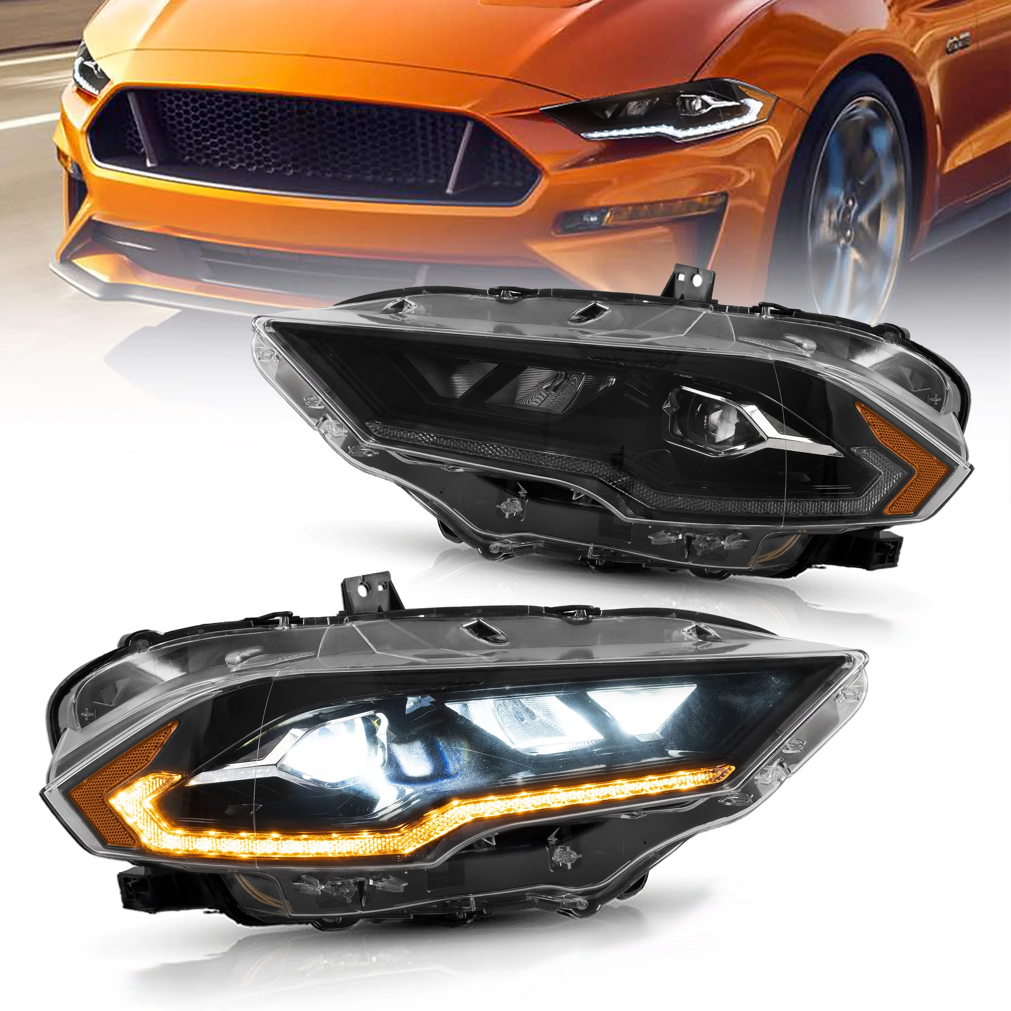 VLAND LED Headlights For Ford Mustang 2018-2024